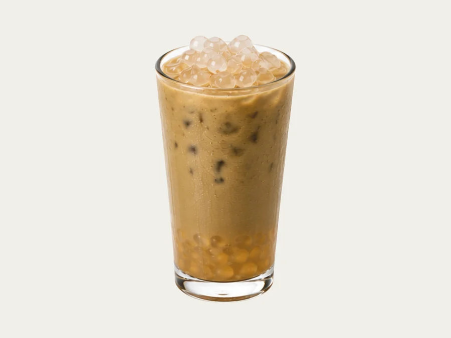 Hojicha with Lychee Popping