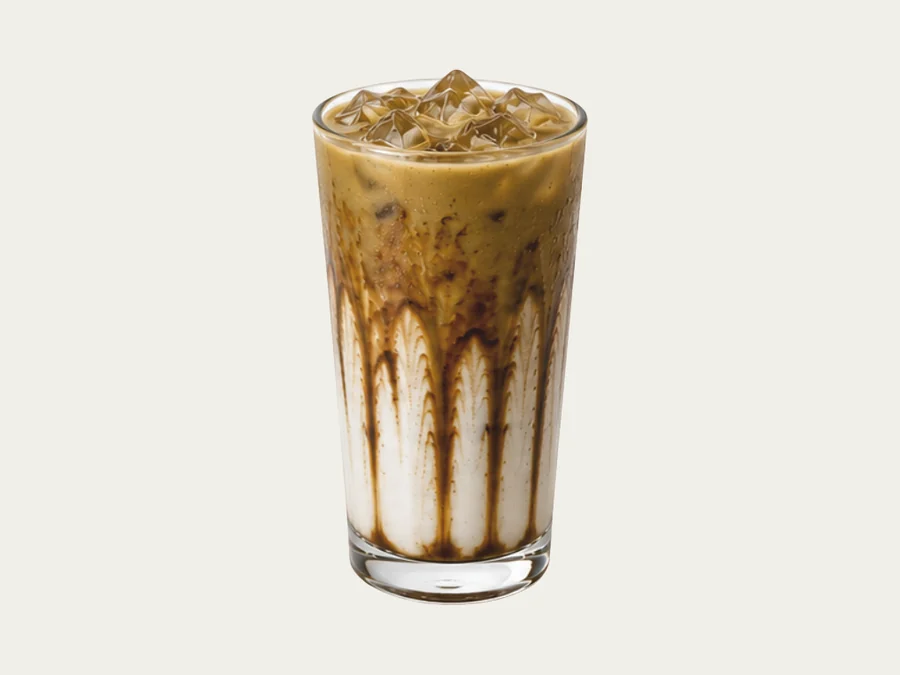 Iced Dirty Hojicha Latte