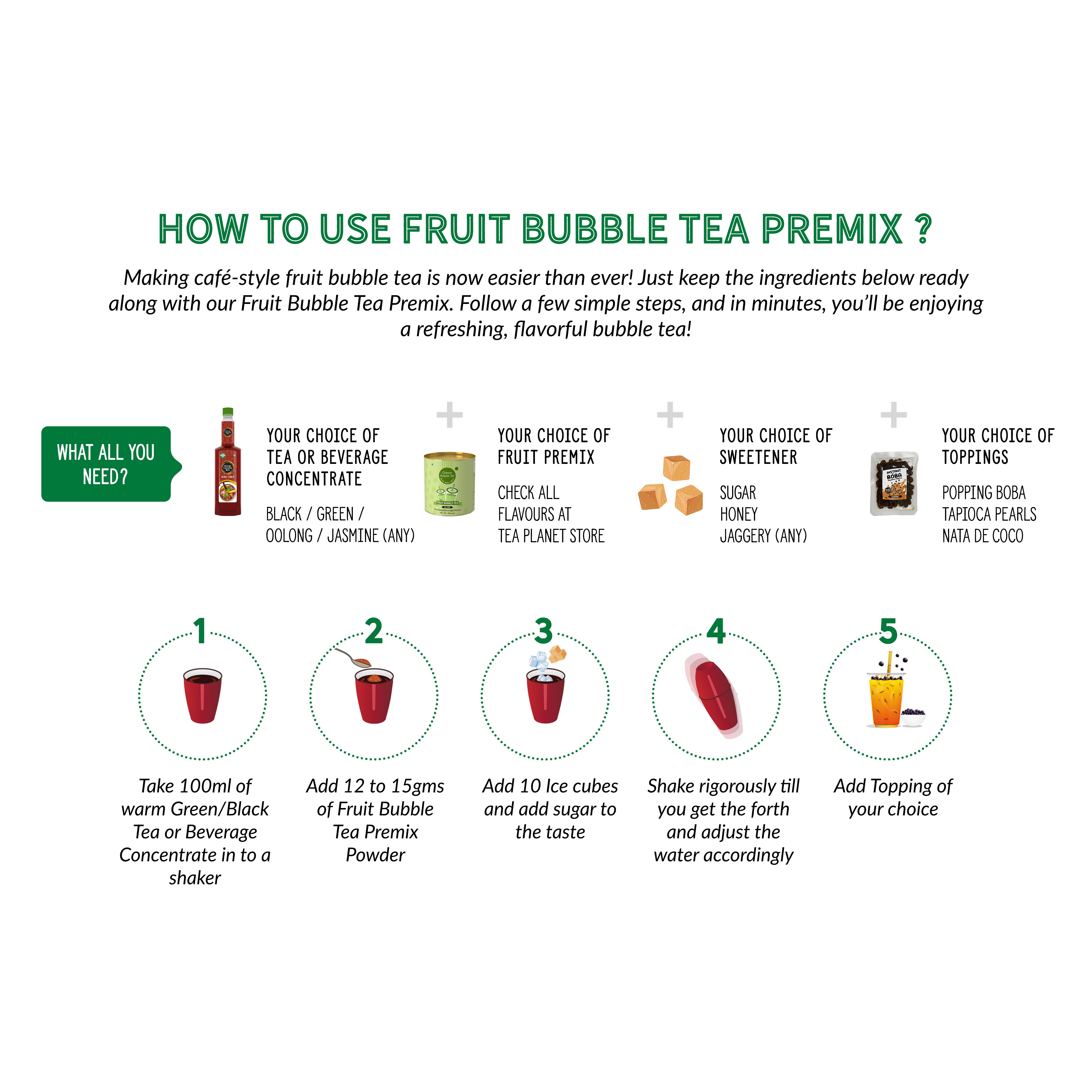 lemon & peppermint Fruit Bubble Tea Premix - 1 kg