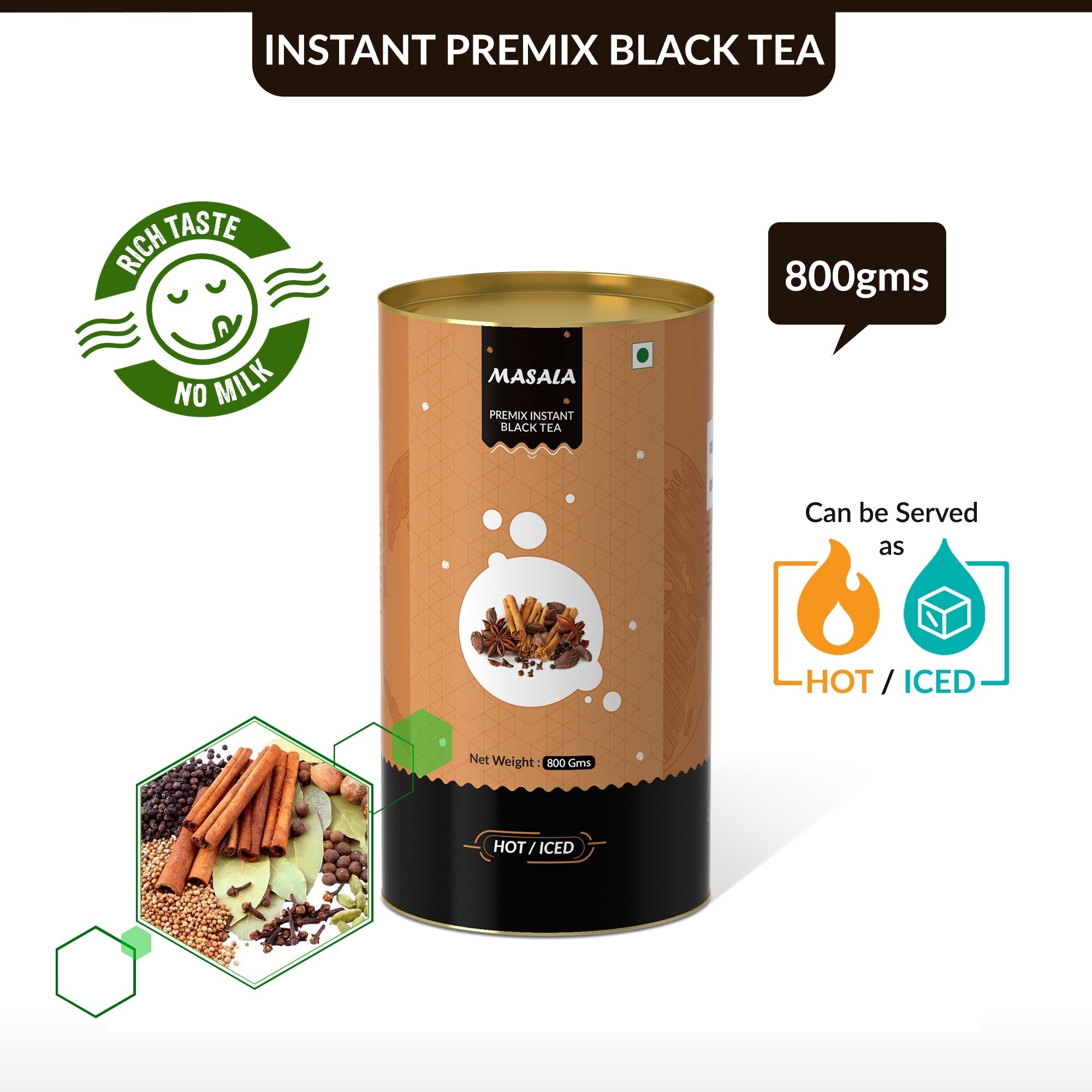 Masala Flavored Instant Black Tea - 800 gms