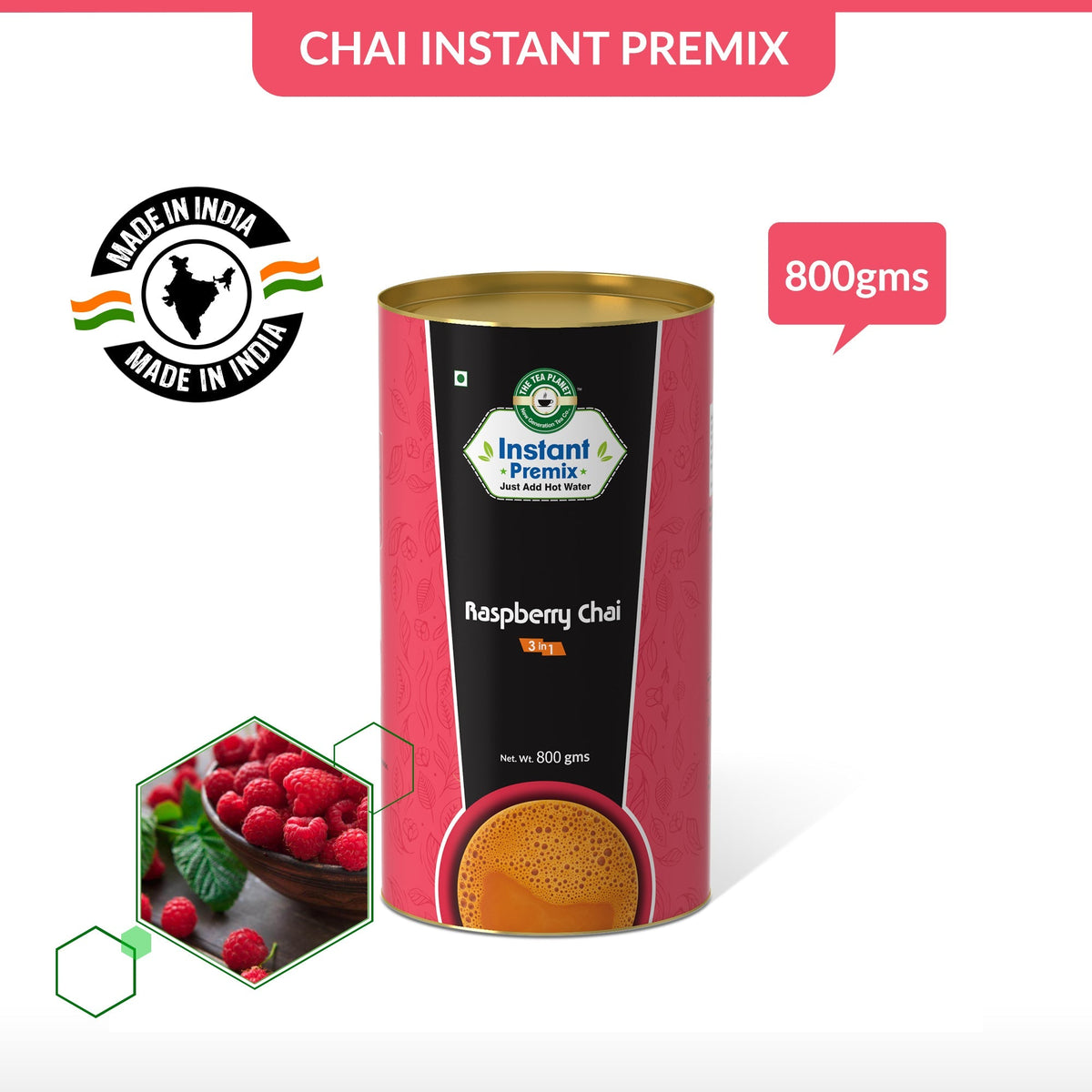 Raspberry Chai Premix (3 in 1) - 800 gms