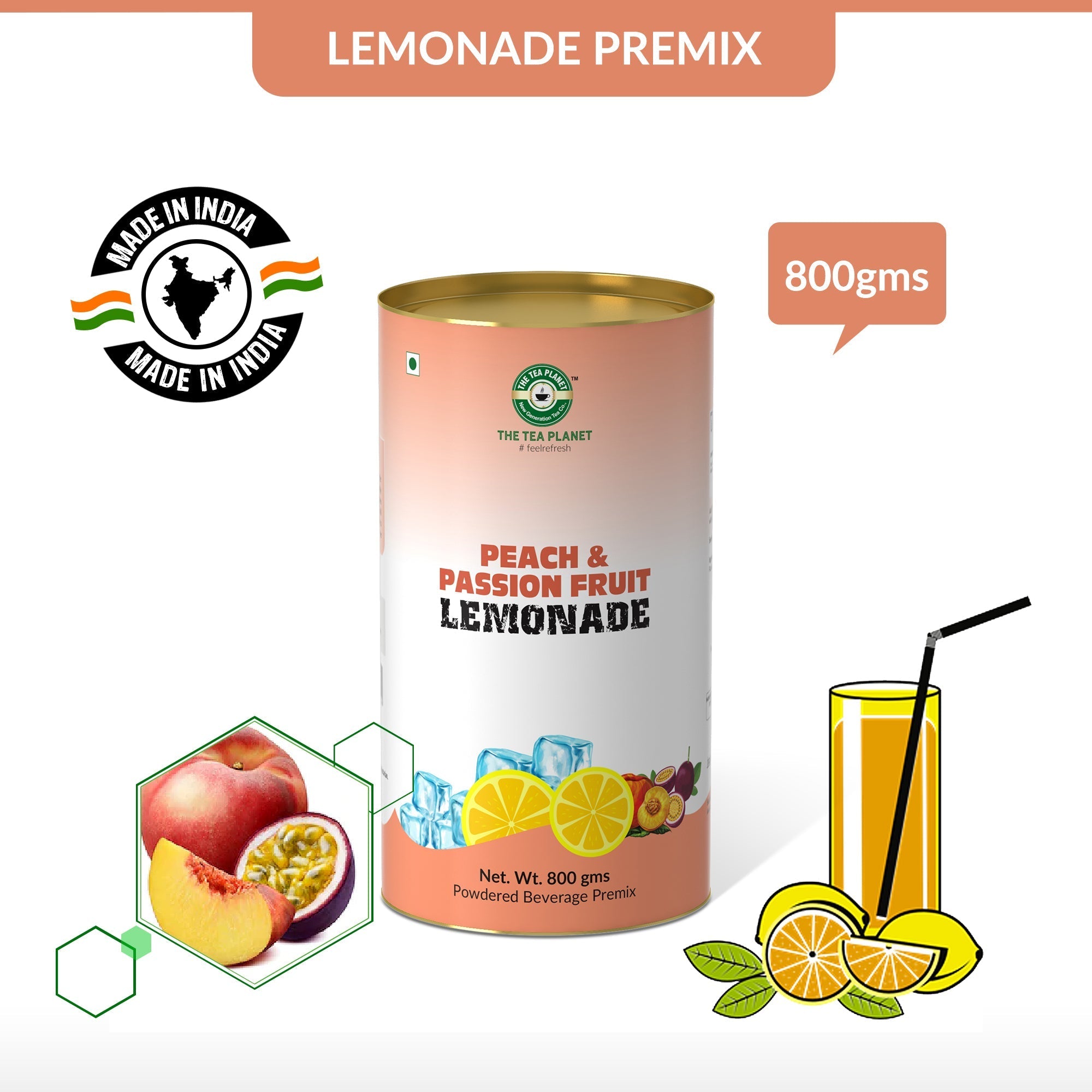 Peach & Passion Fruit Lemonade Premix - 800 gms
