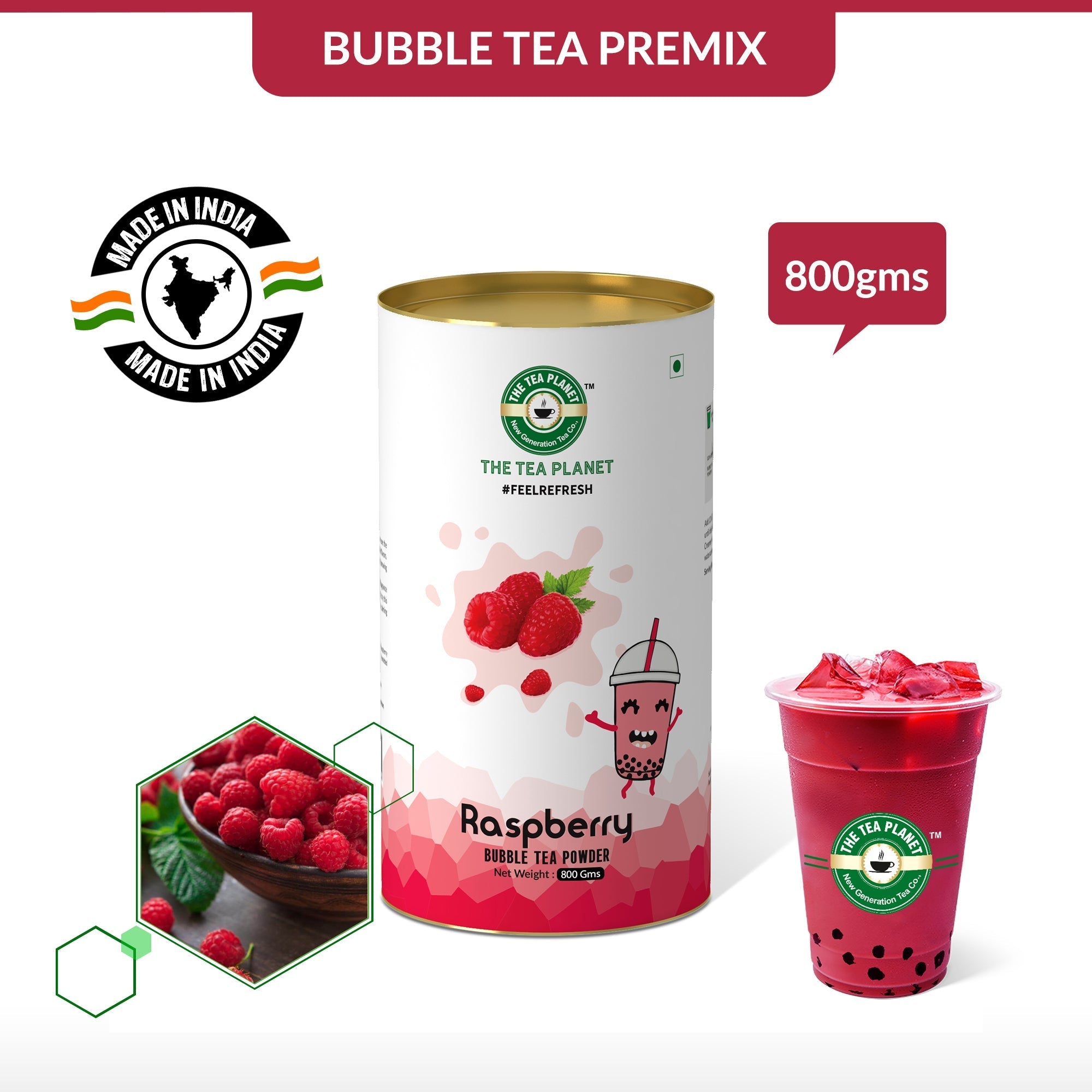 Raspberry Bubble Tea Premix - 800 gms