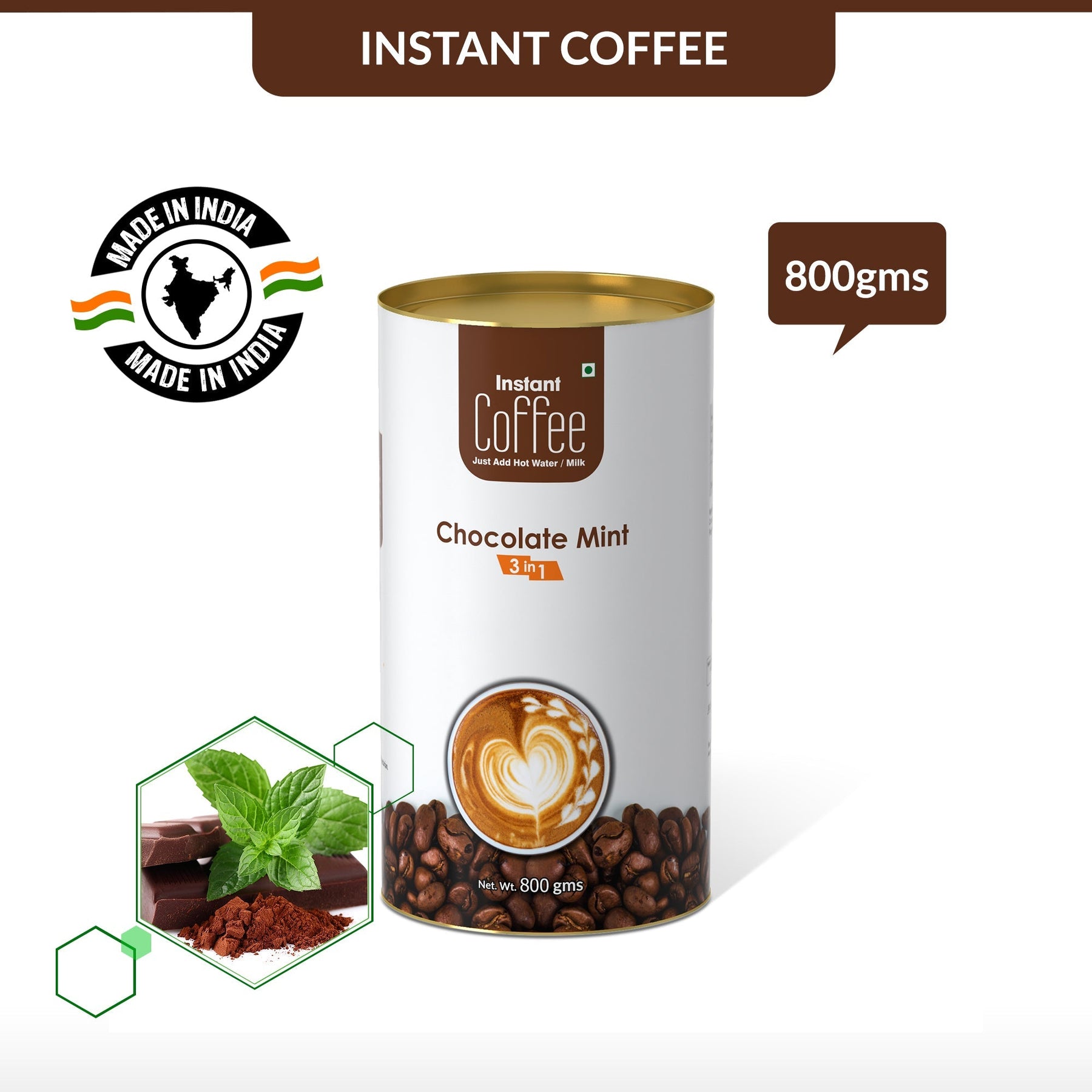 Chocolate Mint Instant Coffee Premix (3 in 1) - 800 gms