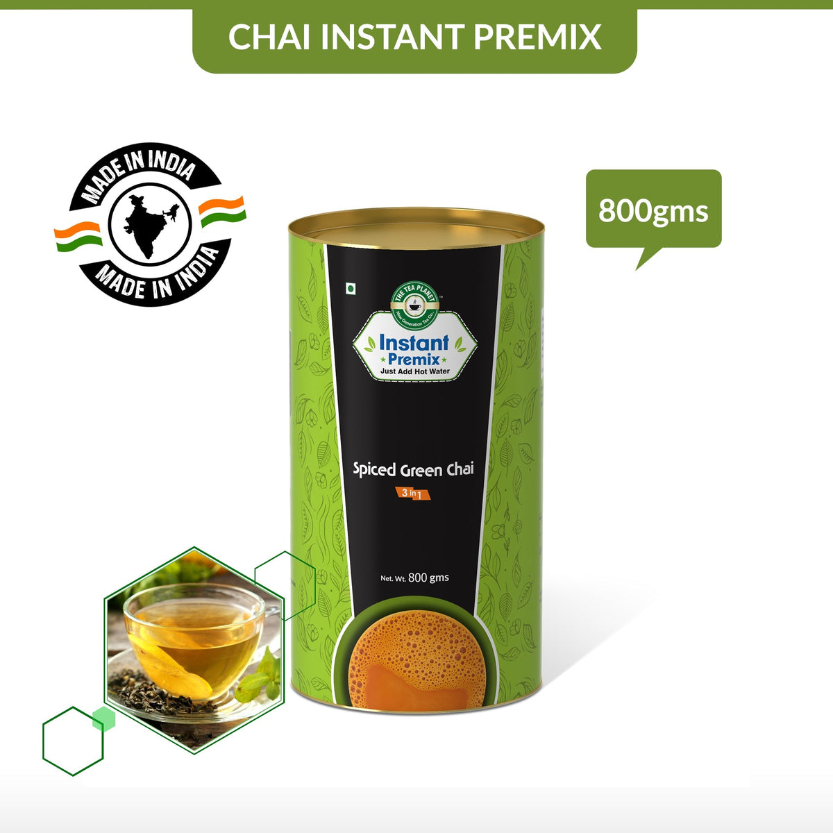 Spiced Green Chai Premix (3 in 1) - 800 gms