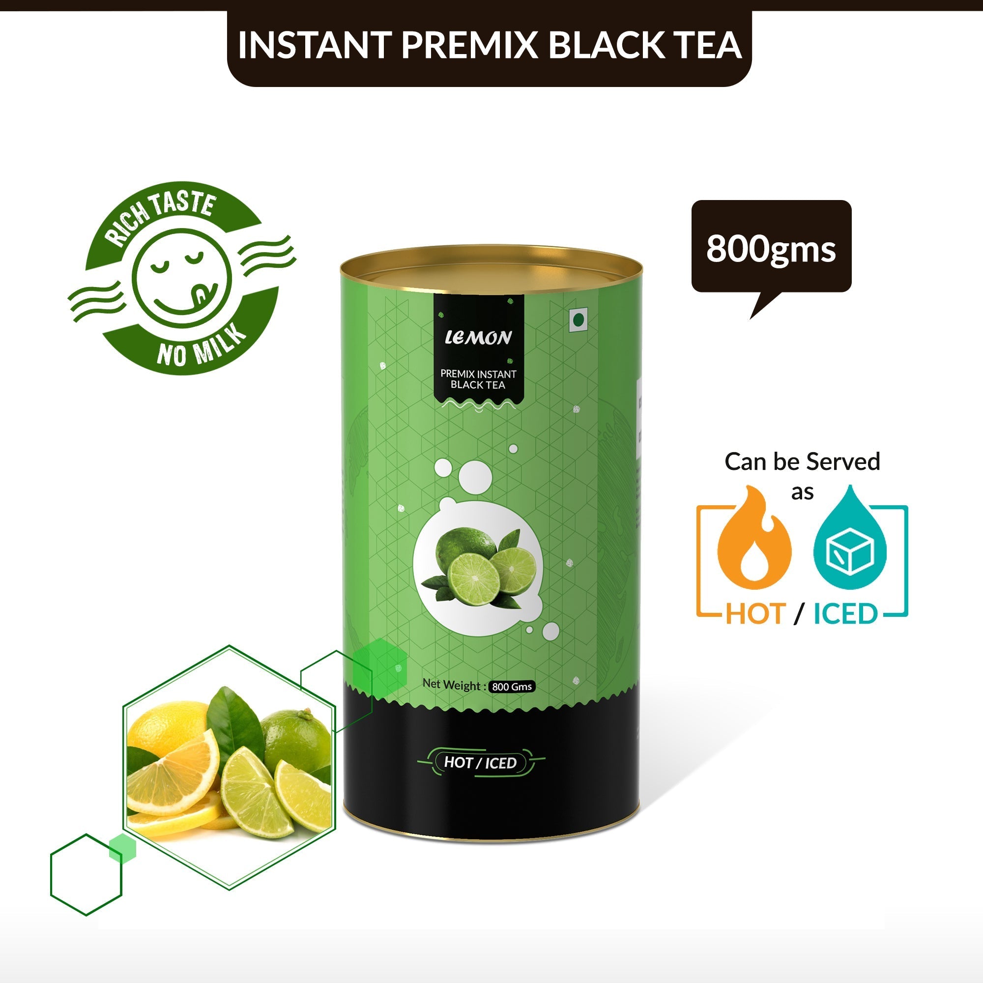 Lemon Flavored Instant Black Tea - 800 gms