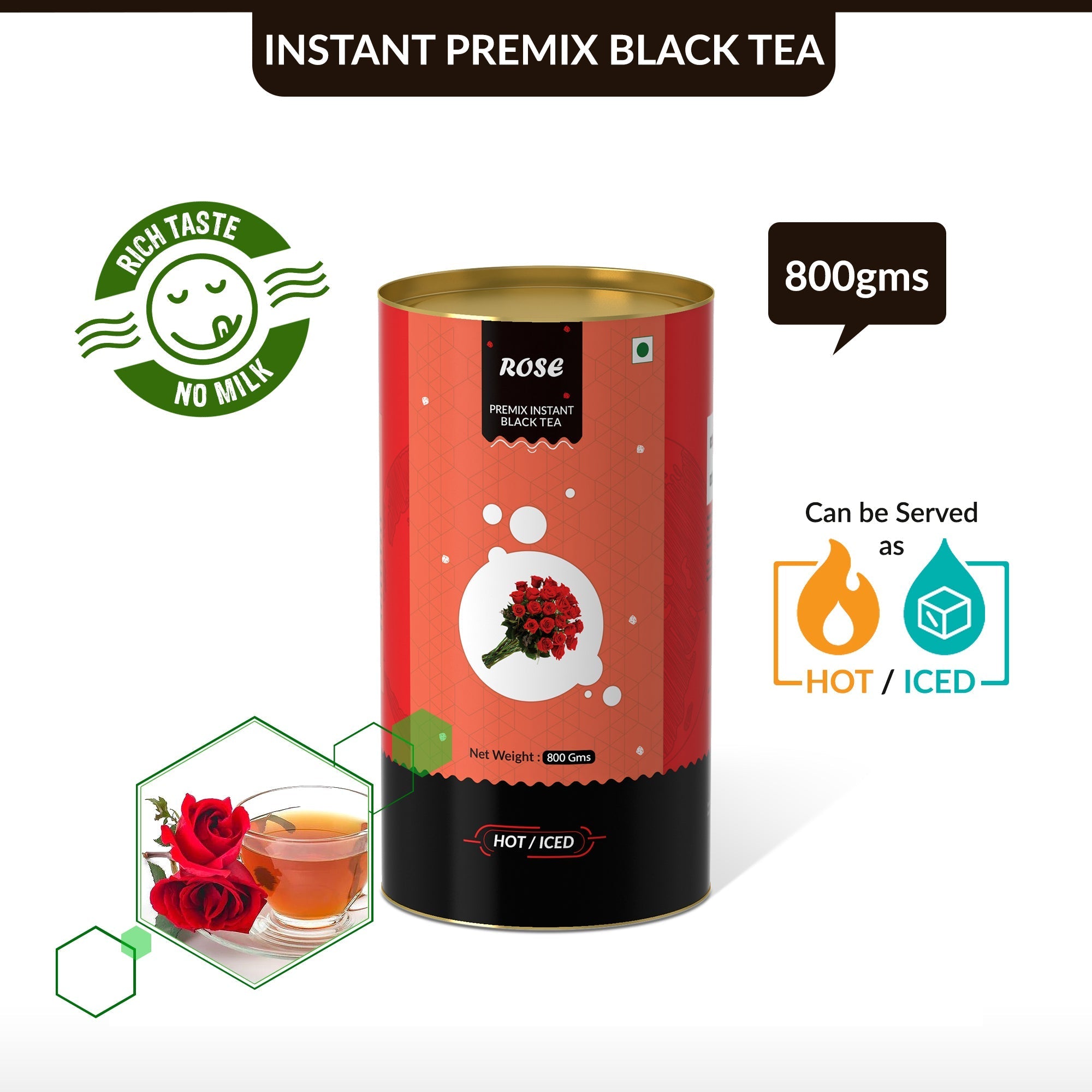 Rose Flavored Instant Black Tea - 400 gms