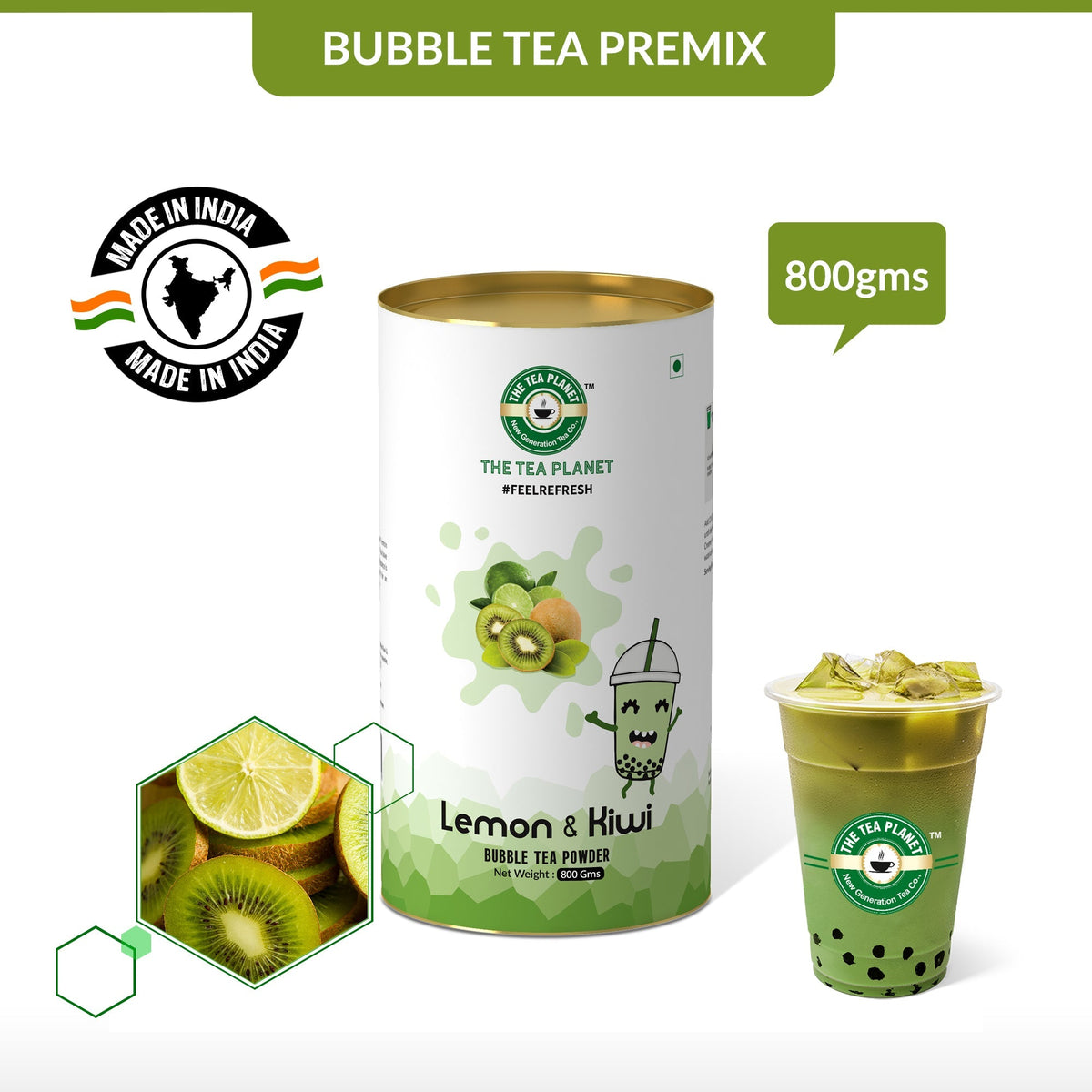 Lemon Kiwi Bubble Tea Premix - 800 gms