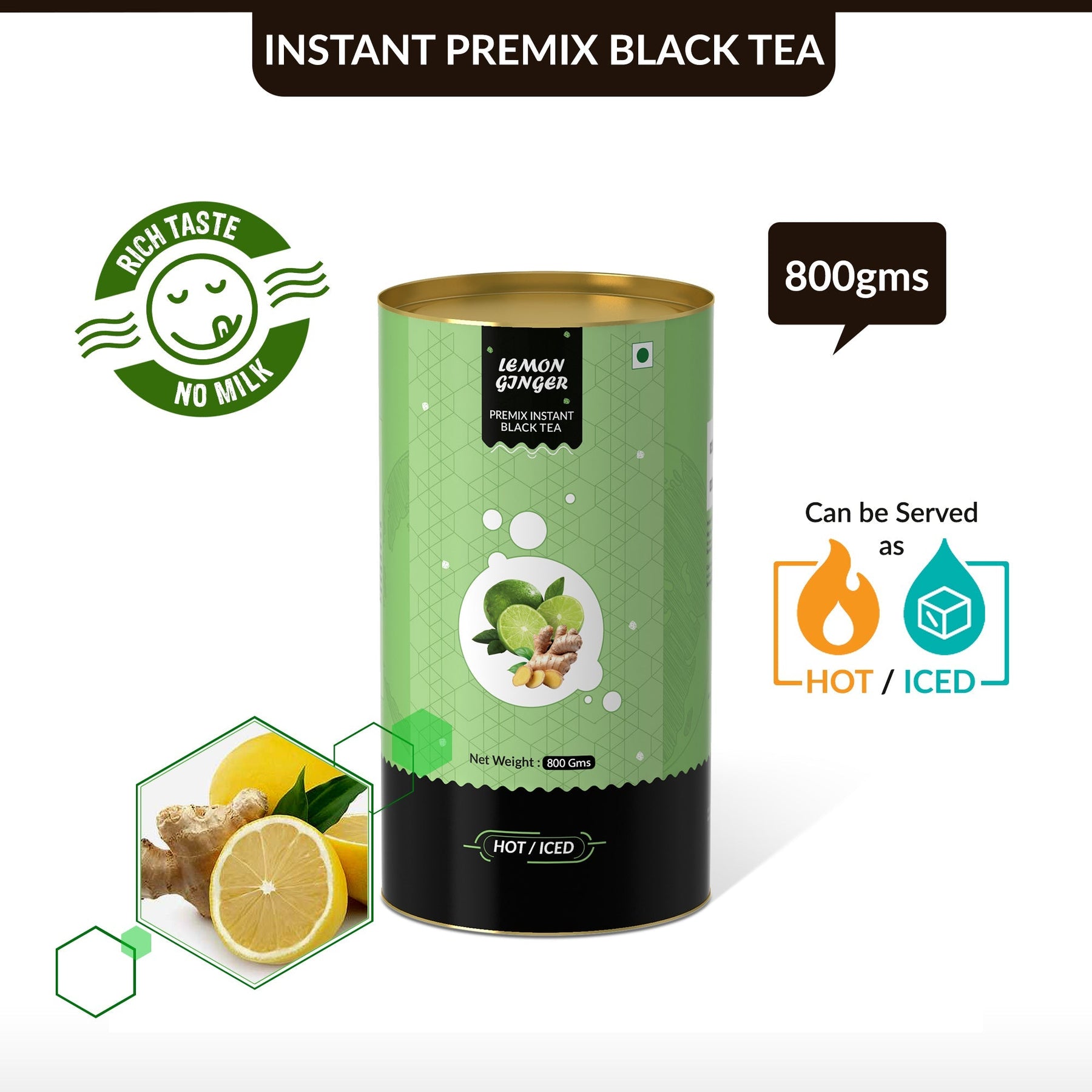 Lemon Ginger Flavored Instant Black Tea - 400 gms