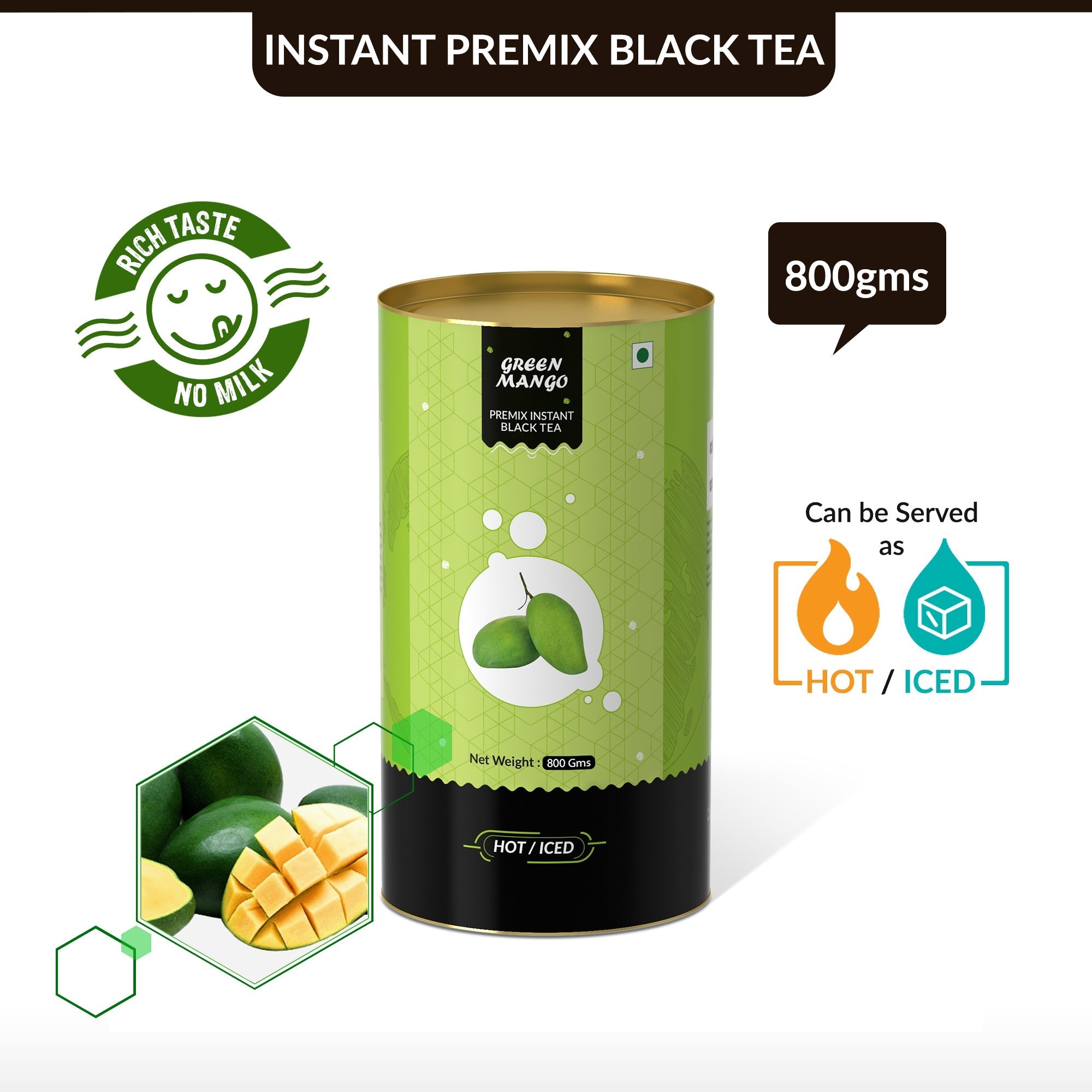 Green Mango Flavored Instant Black Tea - 800 gms