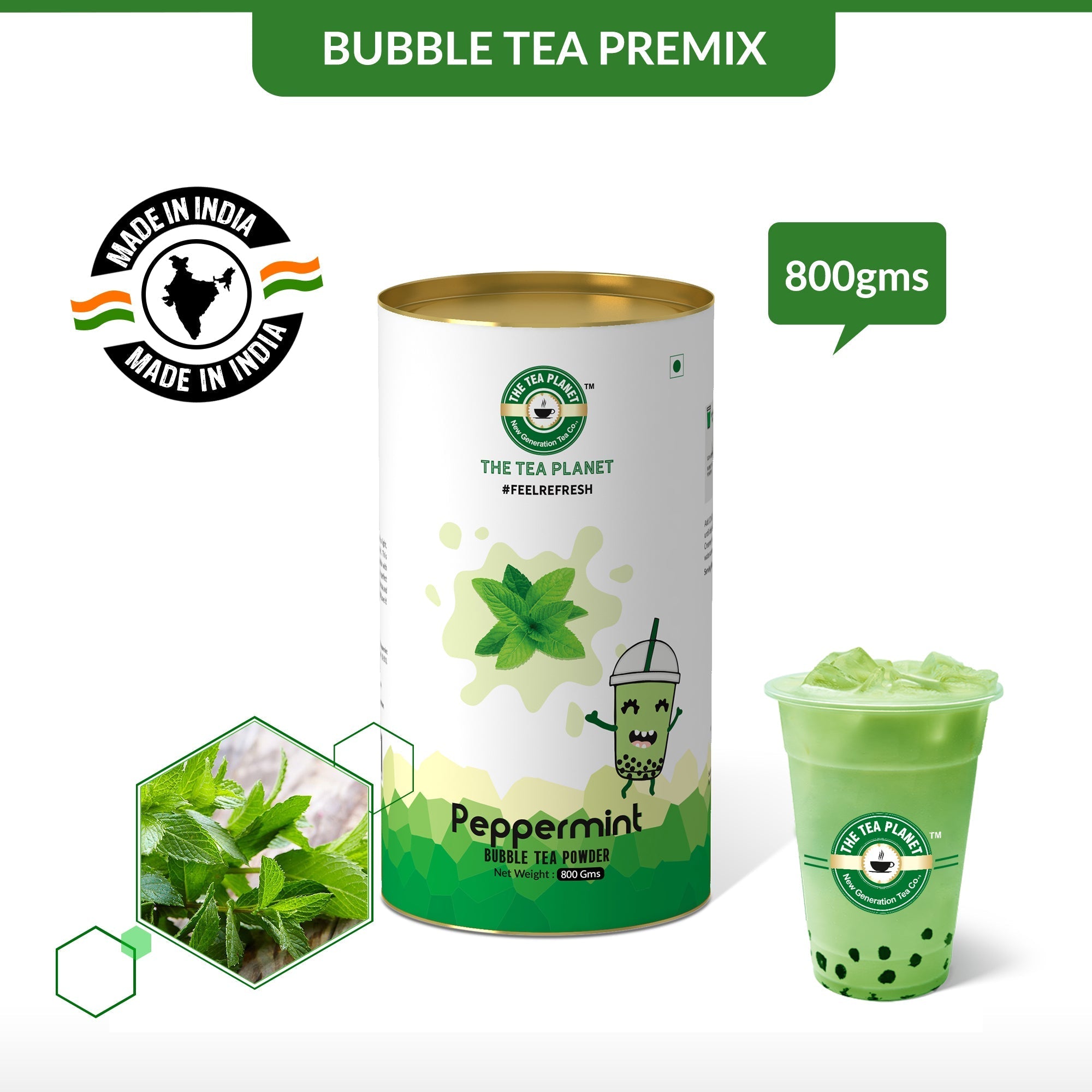Peppermint Bubble Tea Premix - 800 gms