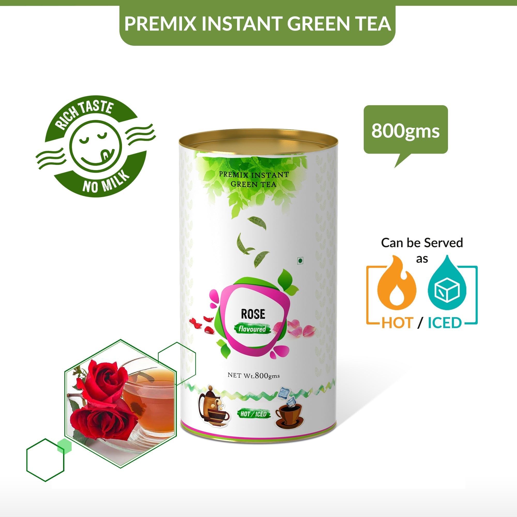 Rose Flavored Instant Green Tea - 800 gms