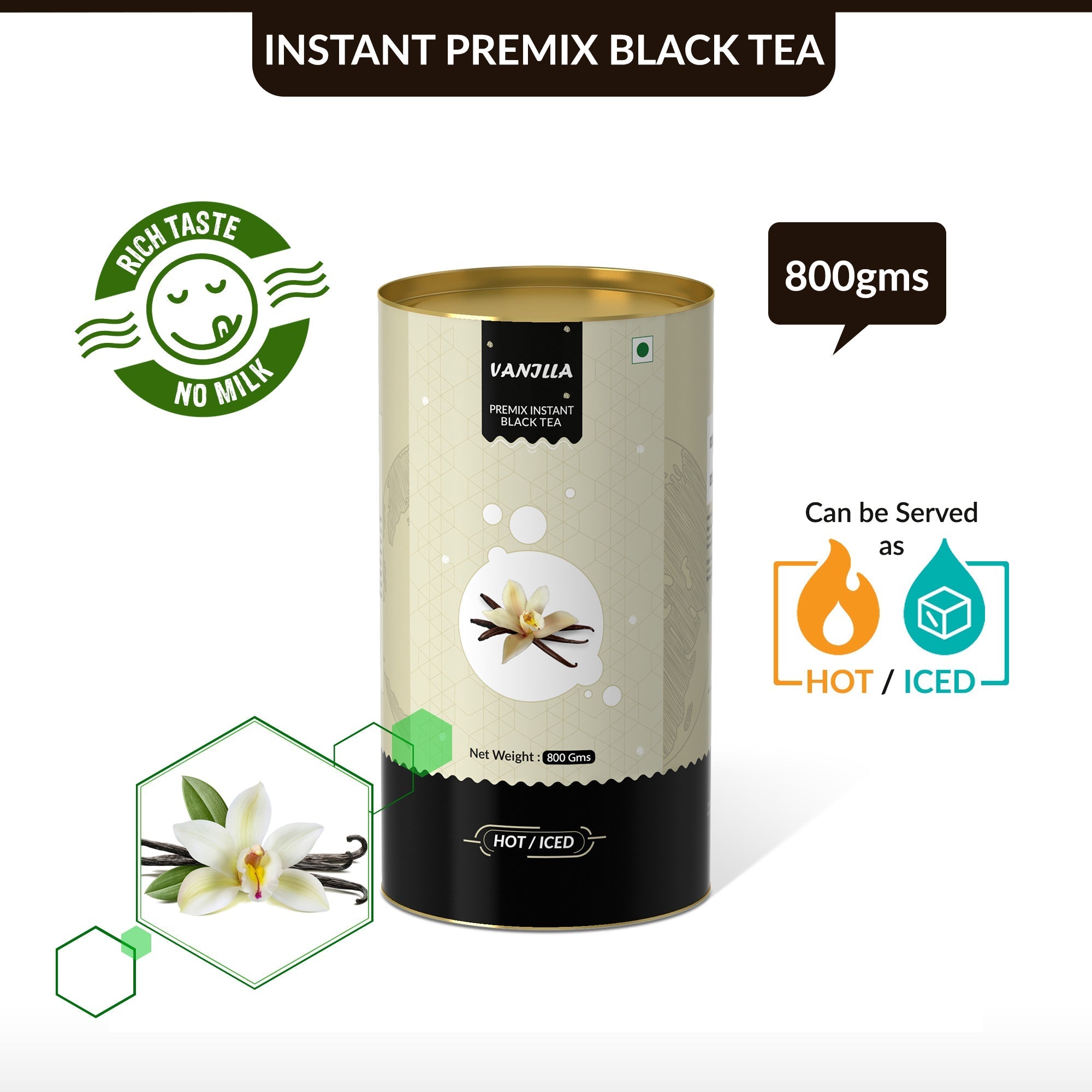 Vanilla Flavored Instant Black Tea - 800 gms