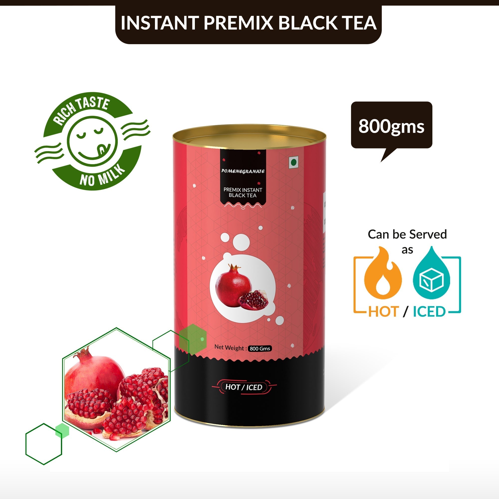 Pomegranate Flavored Instant Black Tea - 800 gms