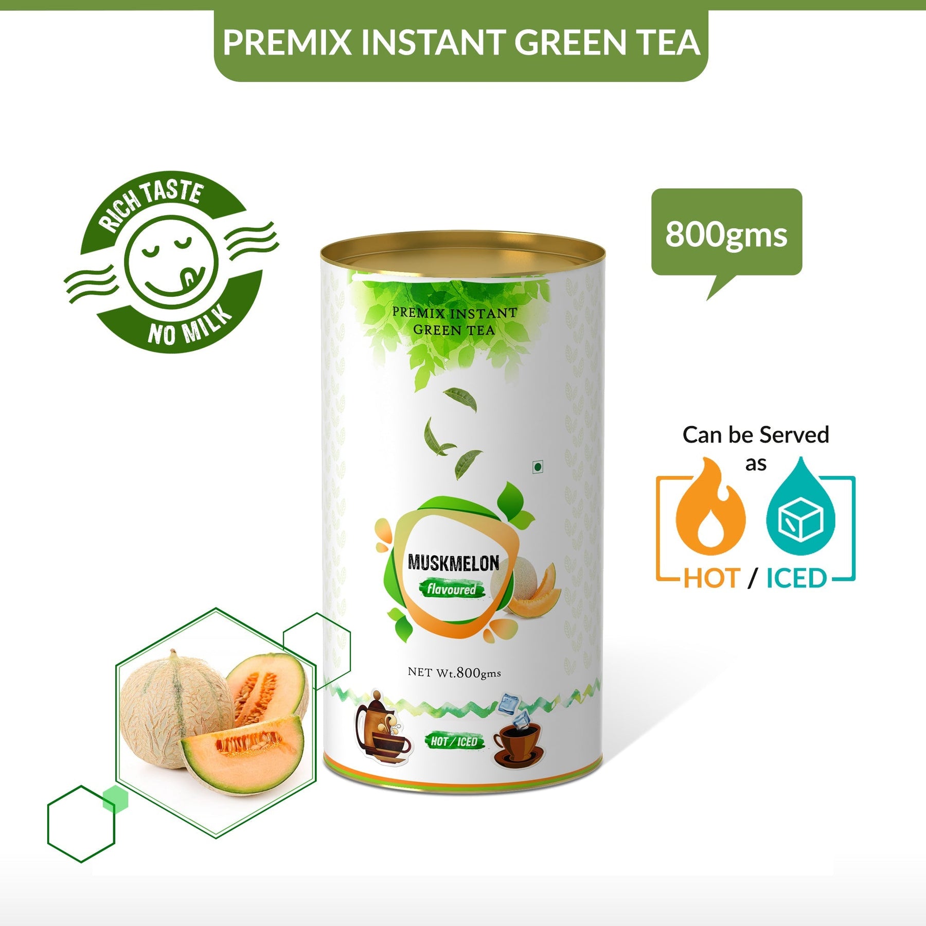 Muskmelon Flavored Instant Green Tea - 400 gms