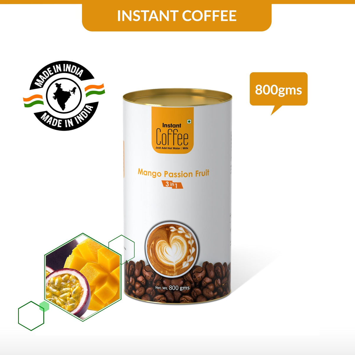 Mango Passion Fruit Instant Coffee Premix (3 in 1) - 800 gms