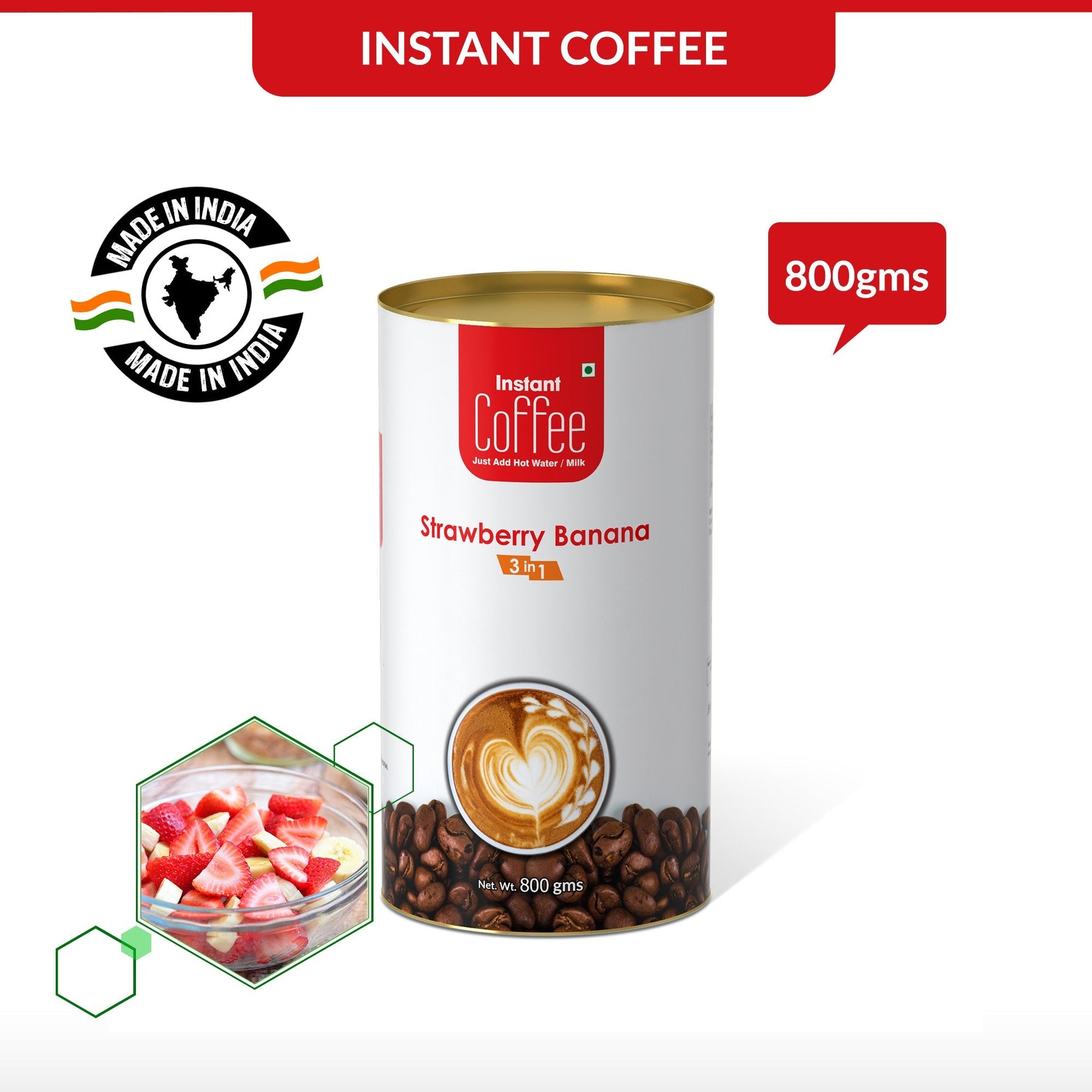 Strawberry Banana Instant Coffee Premix (3 in 1) - 400 gms