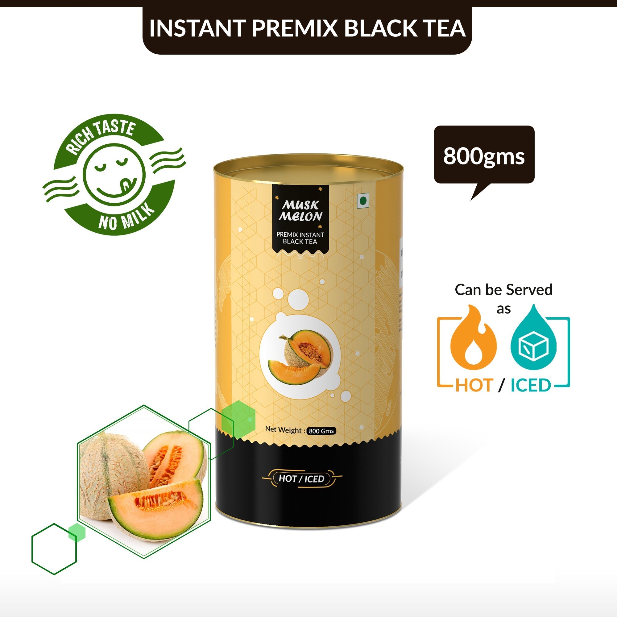 Muskmelon Flavored Instant Black Tea - 800 gms
