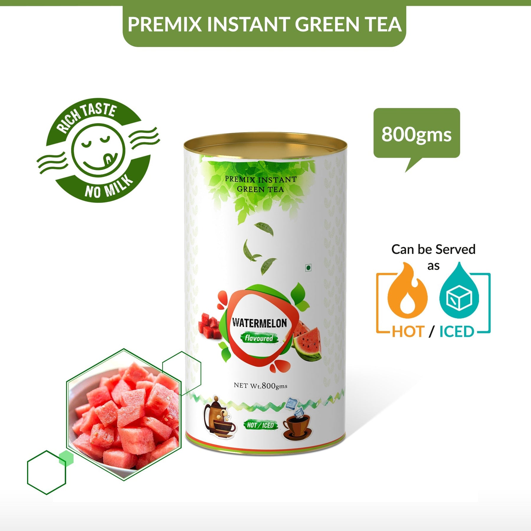 Watermelon Flavored Instant Green Tea - 400 gms