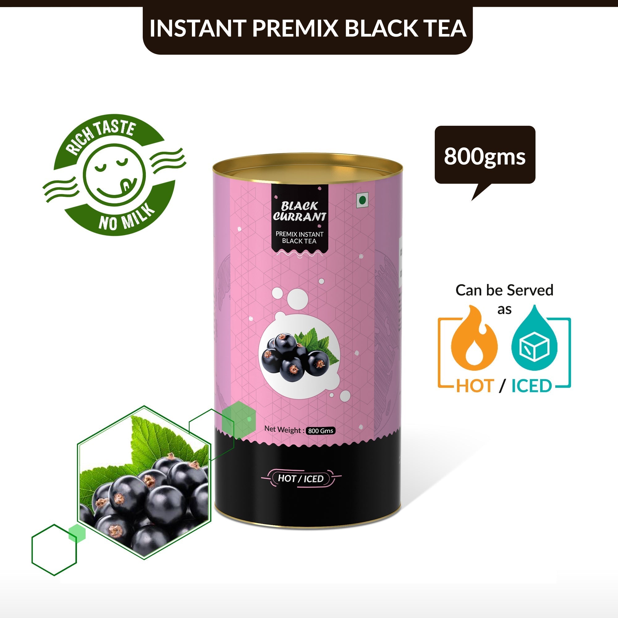 Black Currant Flavored Instant Black Tea - 400 gms