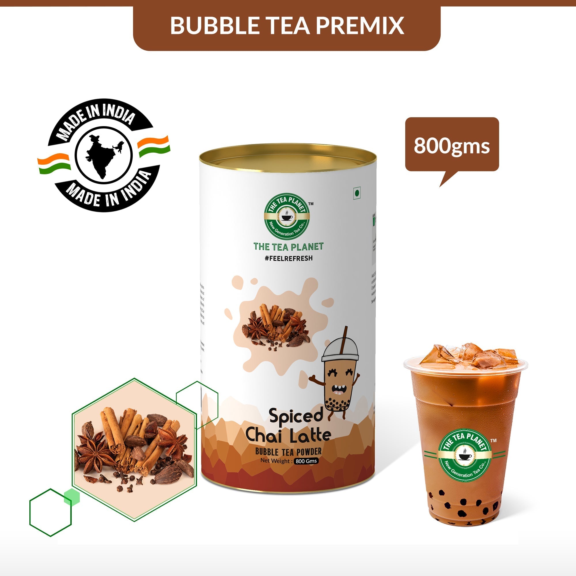 Spiced Chai Latte Bubble Tea Premix - 800 gms