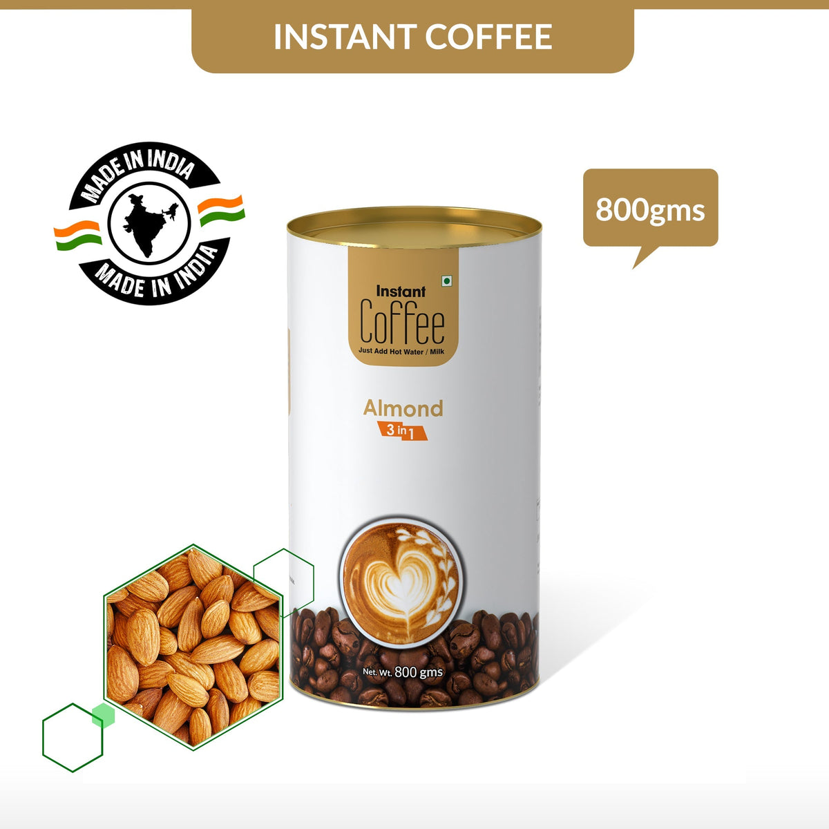 Almond Instant Coffee Premix (3 in 1) - 800 gms