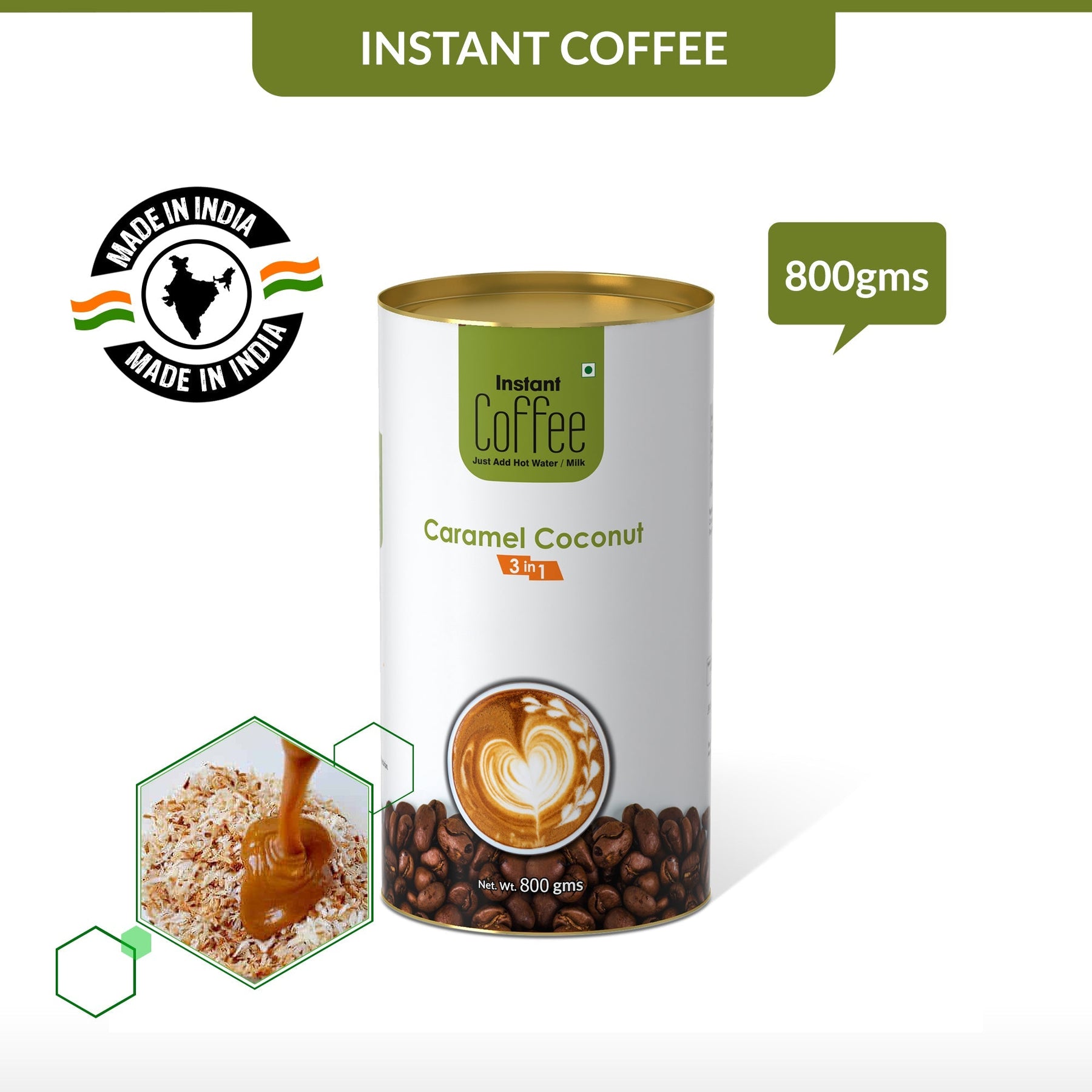 Caramel Coconut Instant Coffee Premix (3 in 1) - 400 gms