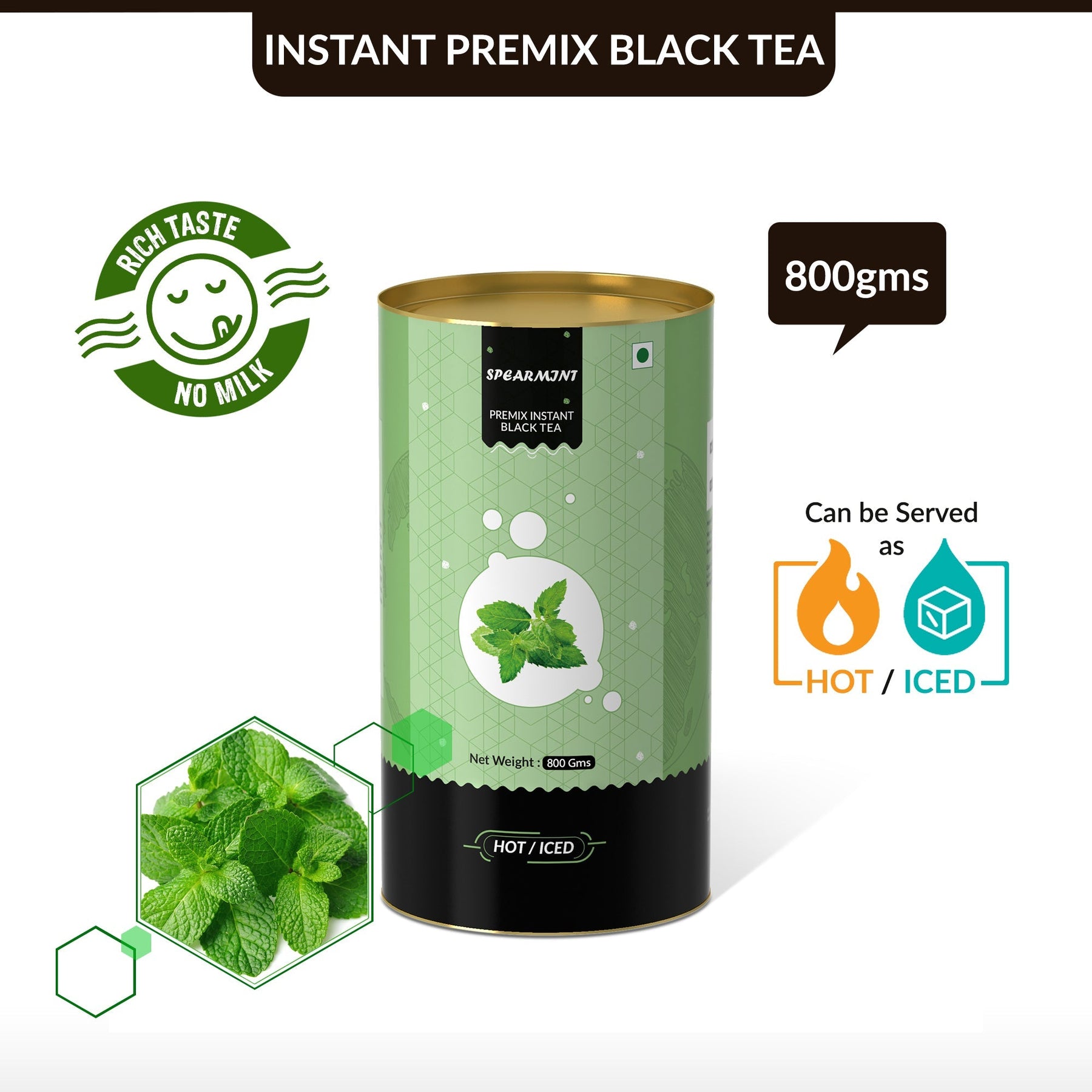 Spearmint Flavored Instant Black Tea - 400 gms