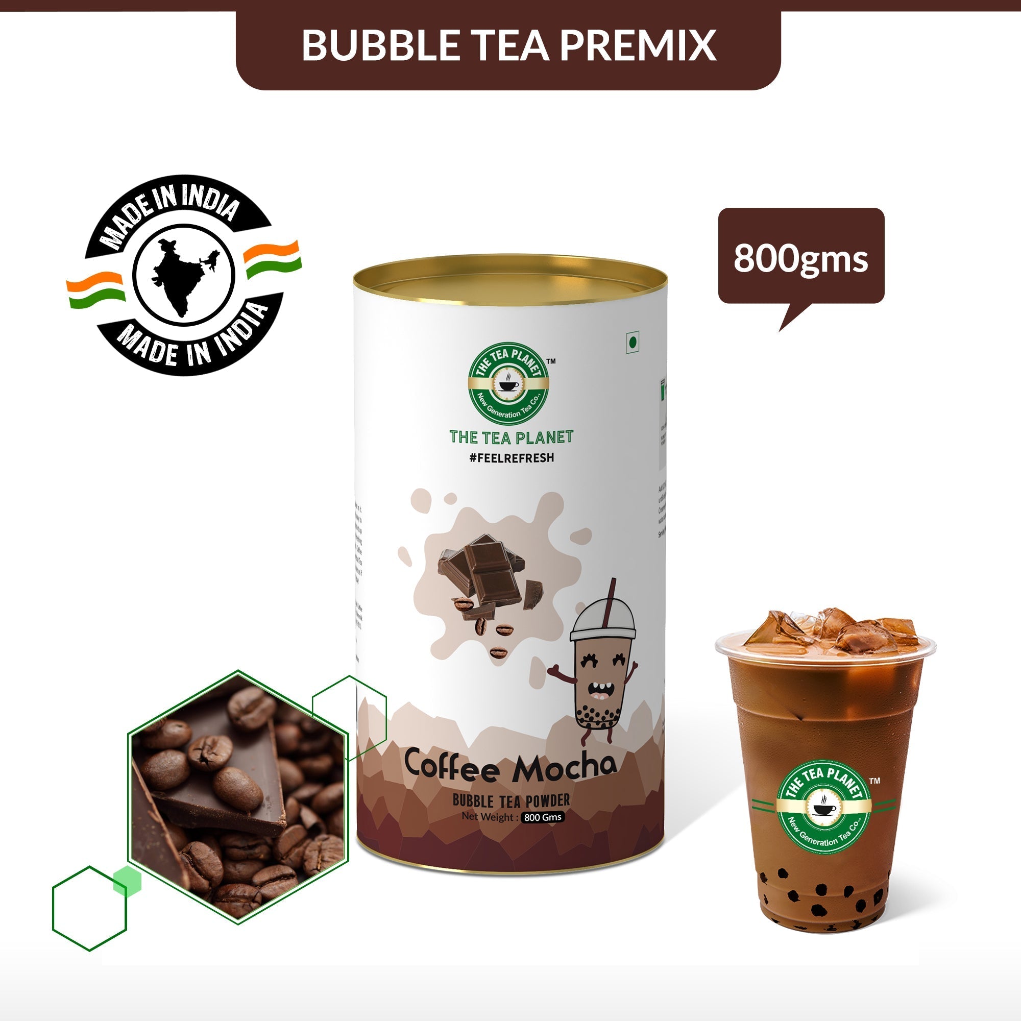 Coffee Mocha Bubble Tea Premix - 400 gms