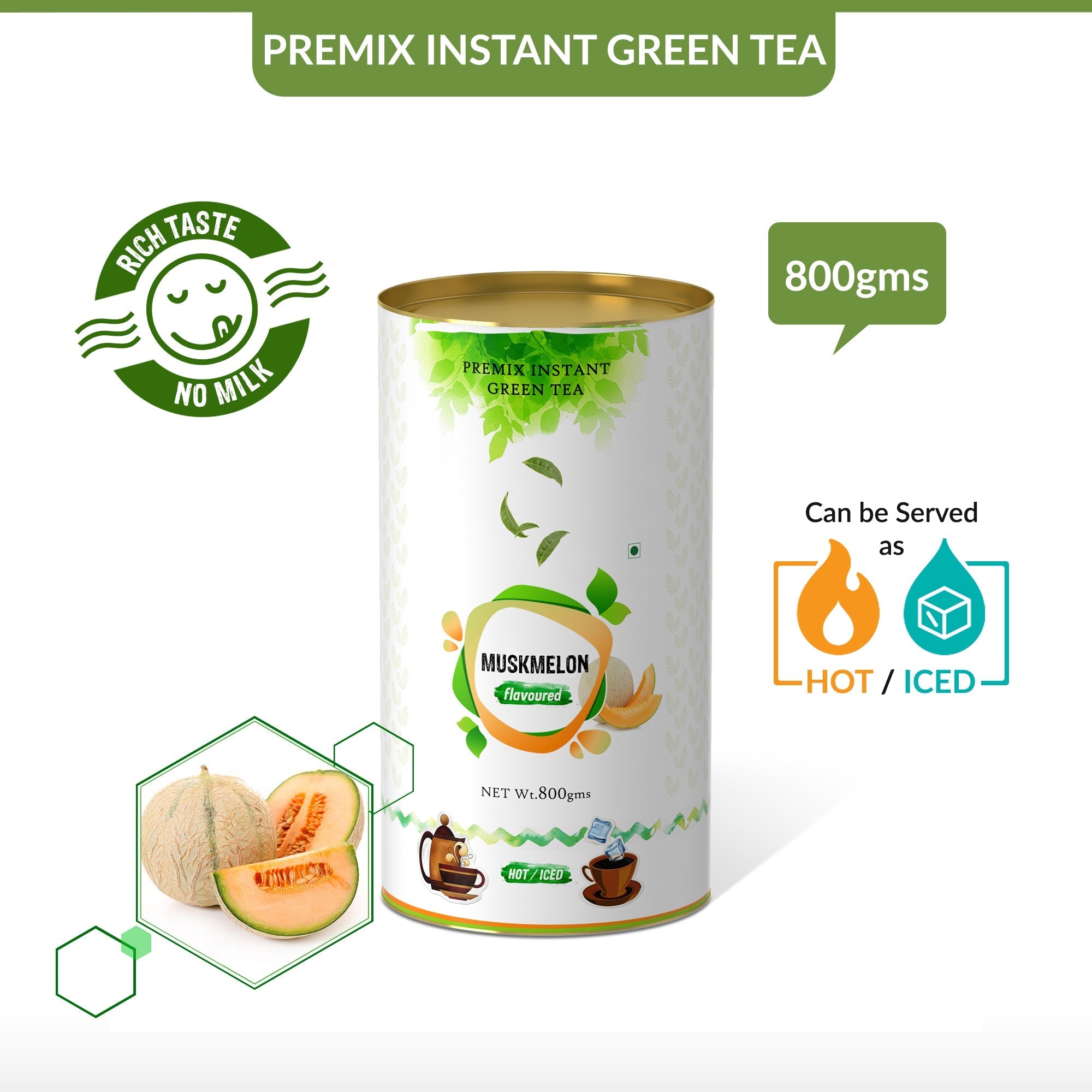 Muskmelon Flavored Instant Green Tea - 800 gms