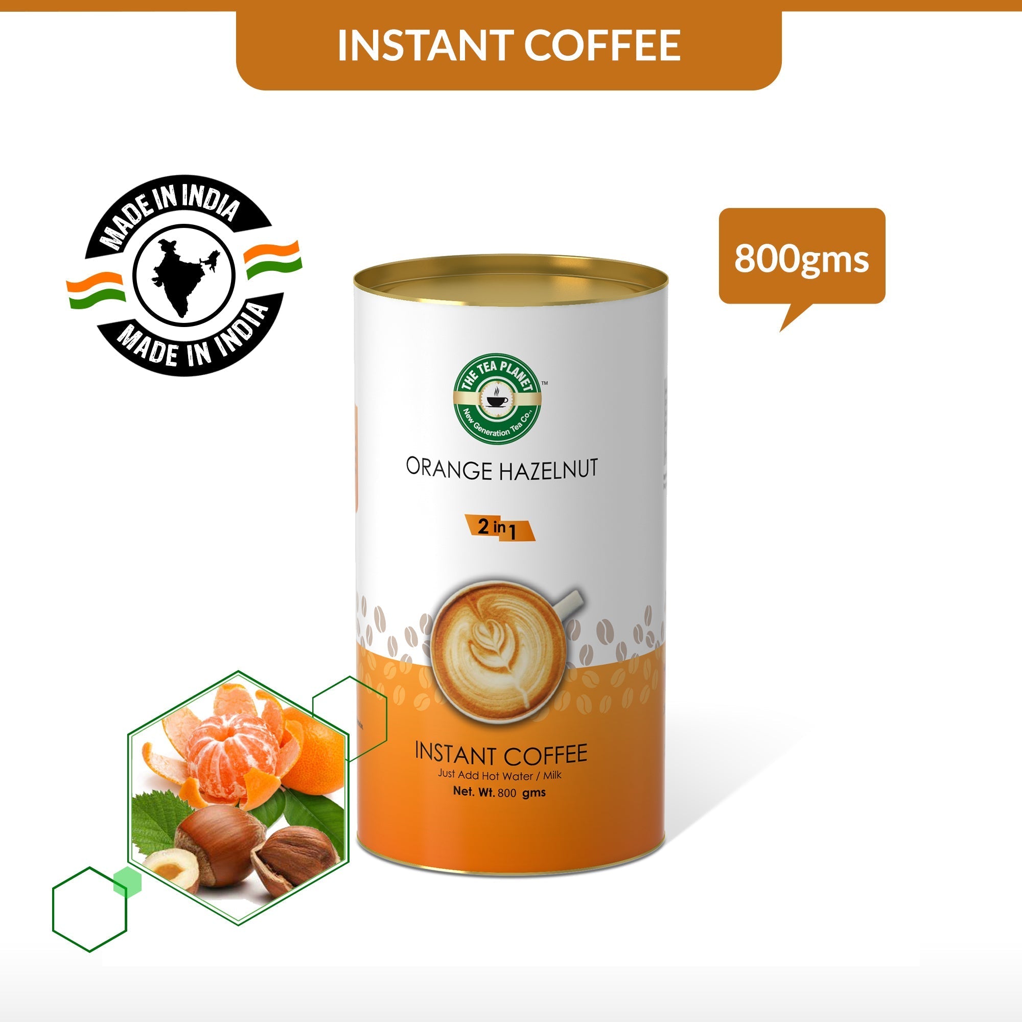 Orange Hazelnut Instant Coffee Premix (2 in 1) - 800 gms