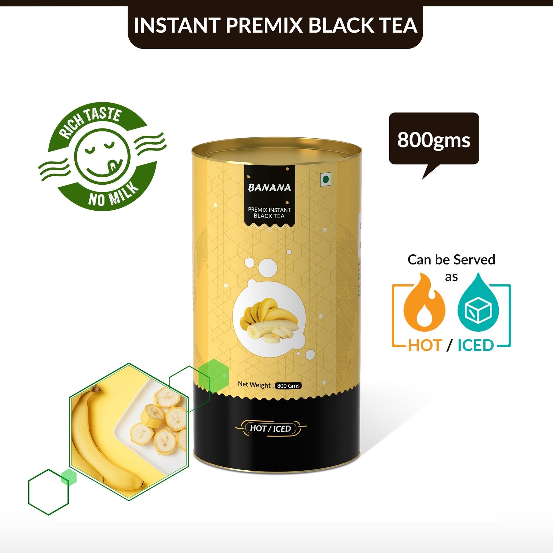 Banana Flavored Instant Black Tea - 400 gms