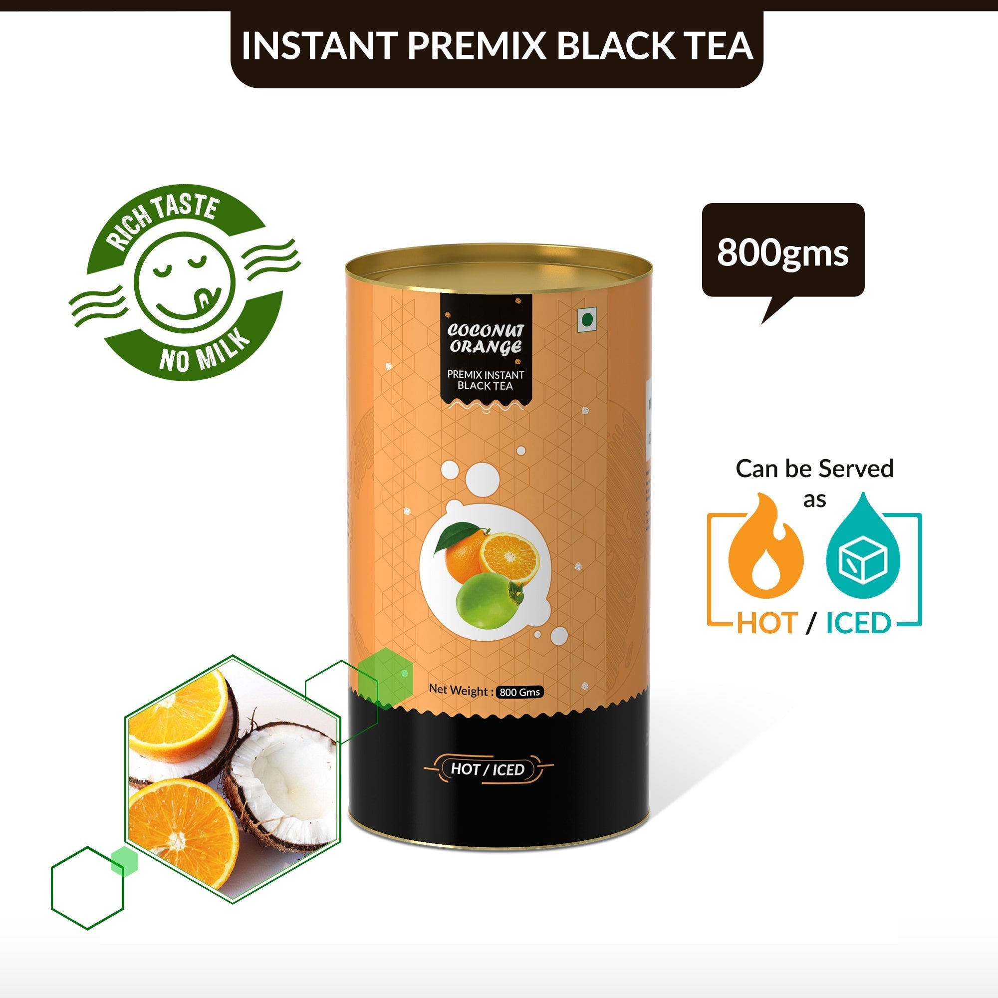 Cococnut Orange Flavored Instant Black Tea - 800 gms