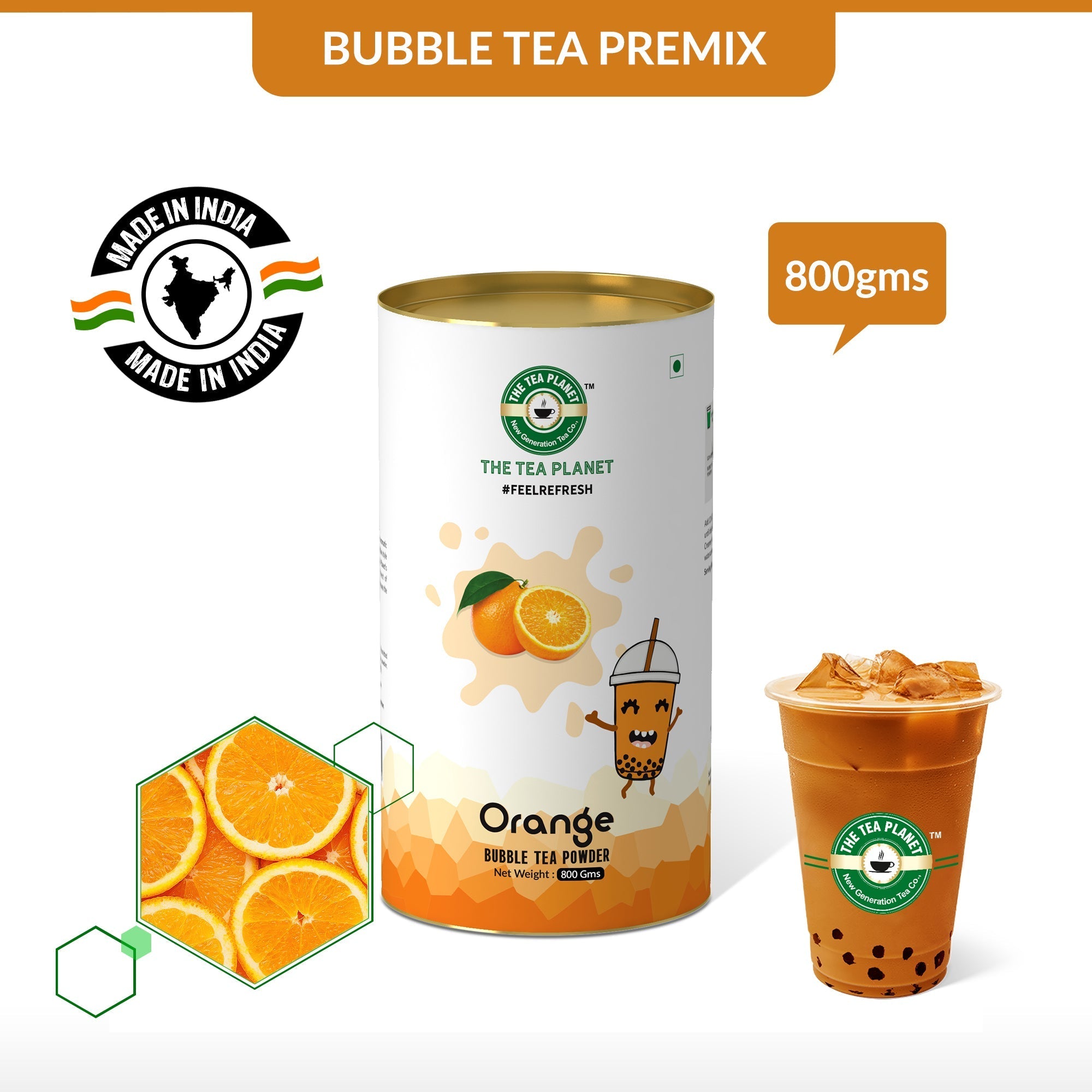 Orange Bubble Tea Premix - 800 gms