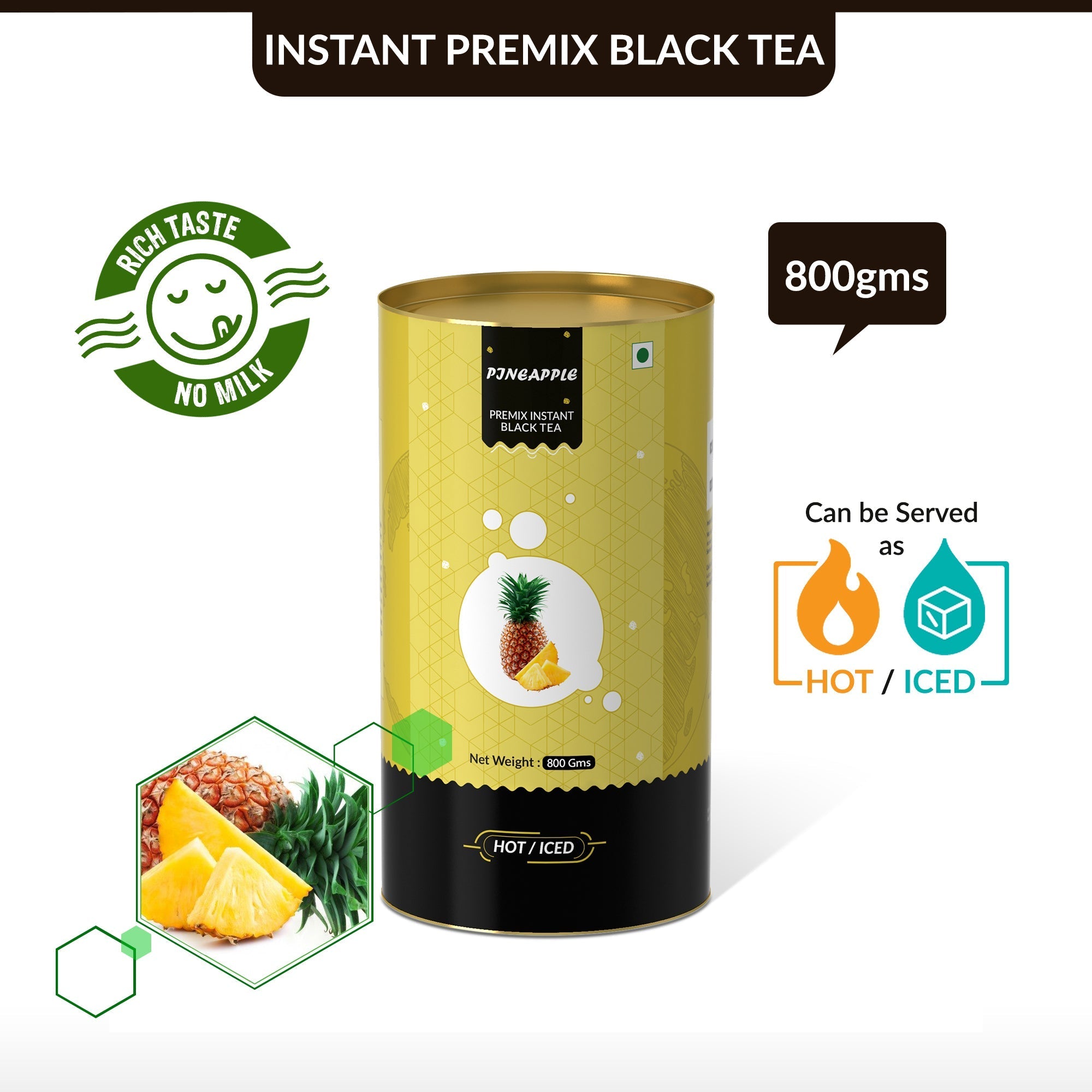 Pineapple Flavored Instant Black Tea - 800 gms
