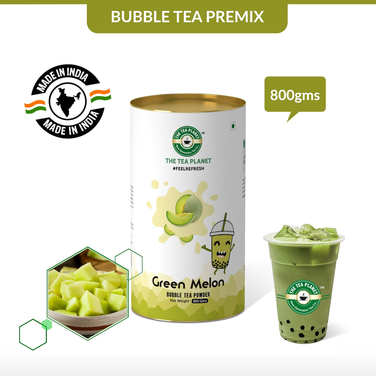 Green Melon Bubble Tea Premix - 800 gms
