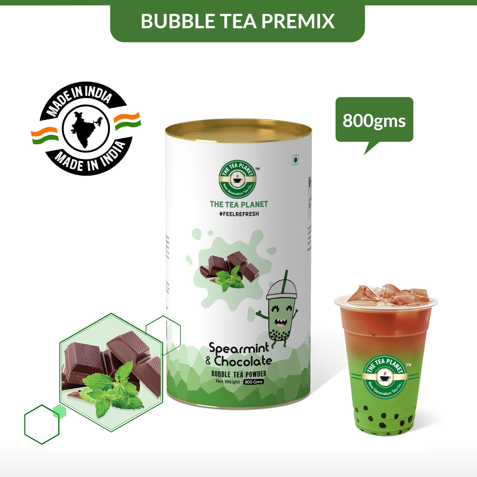 Spearmint Chocolate Bubble Tea Premix - 800 gms