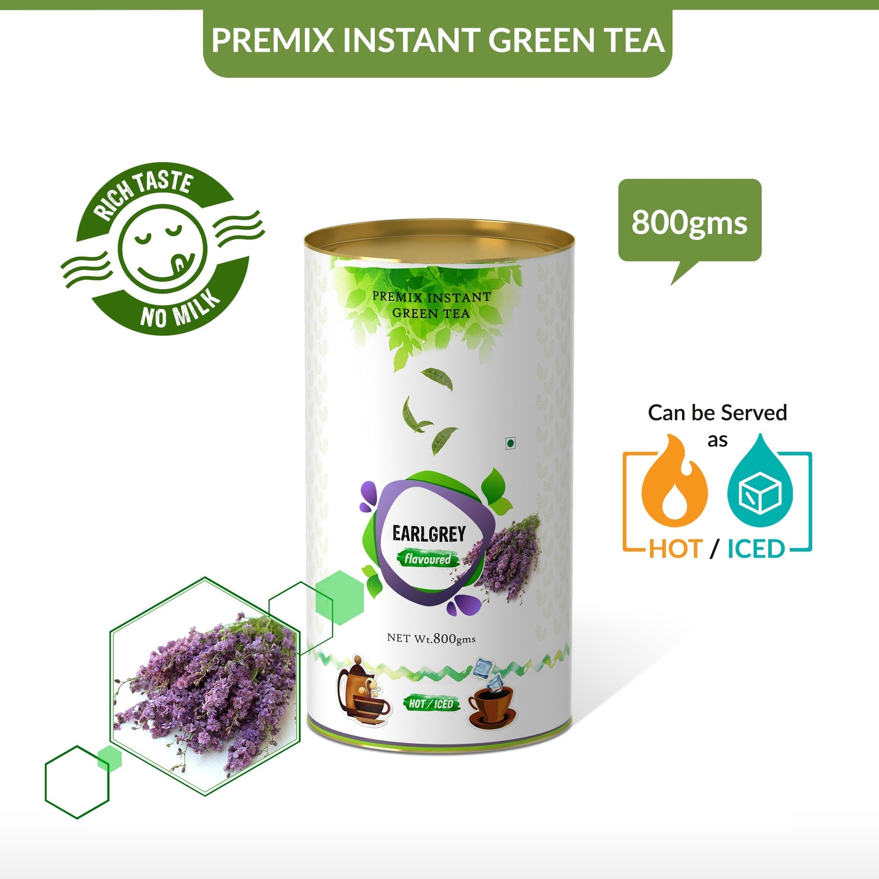 Earl Grey Flavored Instant Green Tea - 400 gms