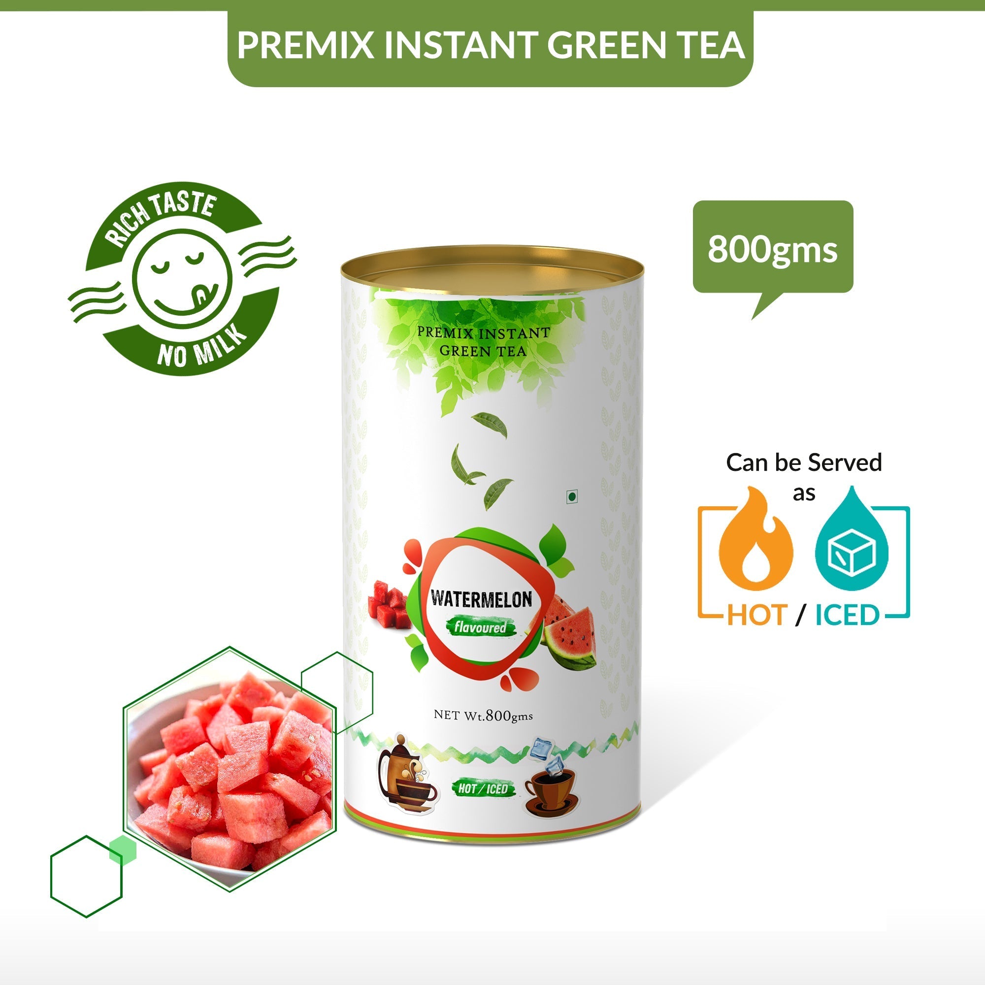 Watermelon Flavored Instant Green Tea - 800 gms