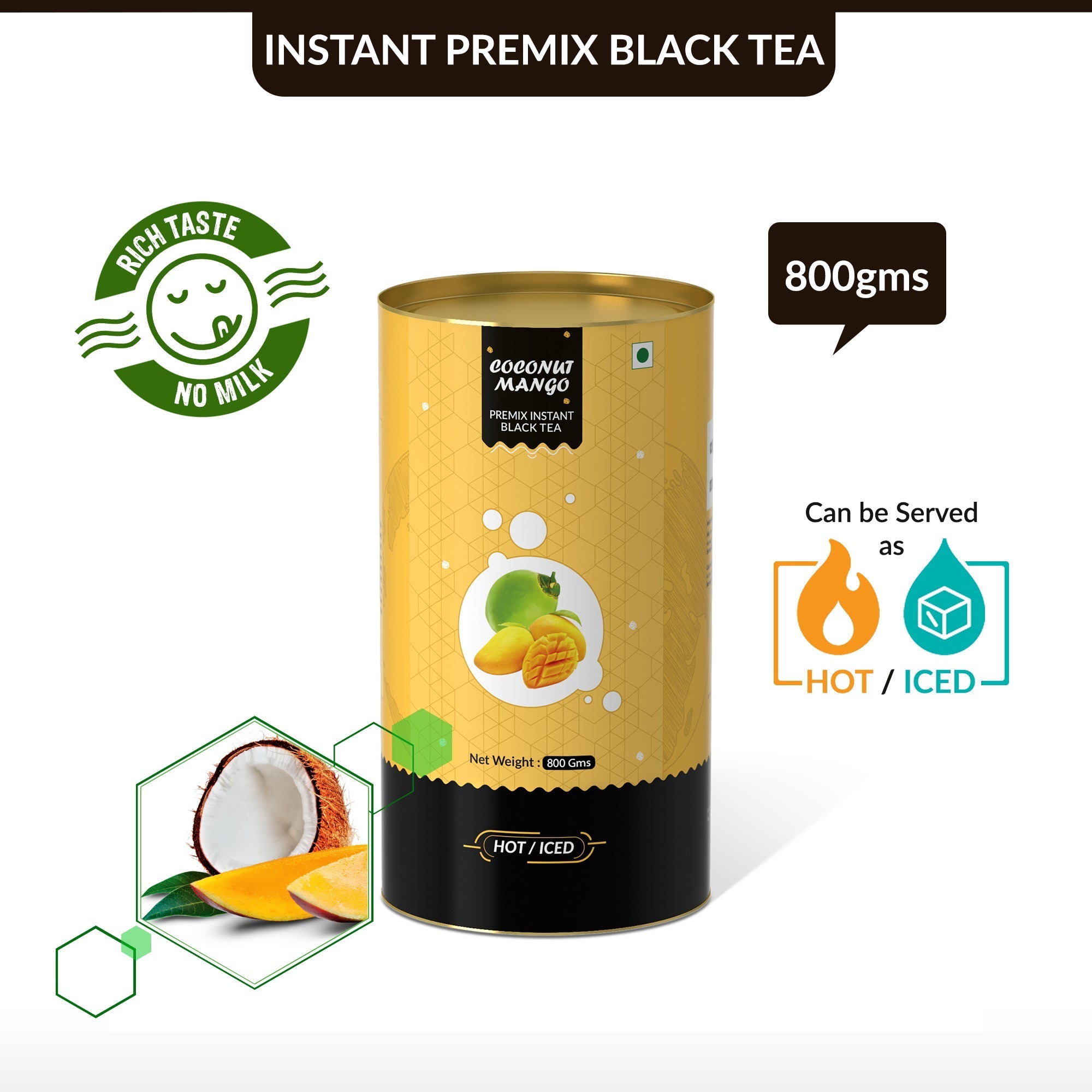 Coconut Mango Flavored Instant Black Tea - 400 gms