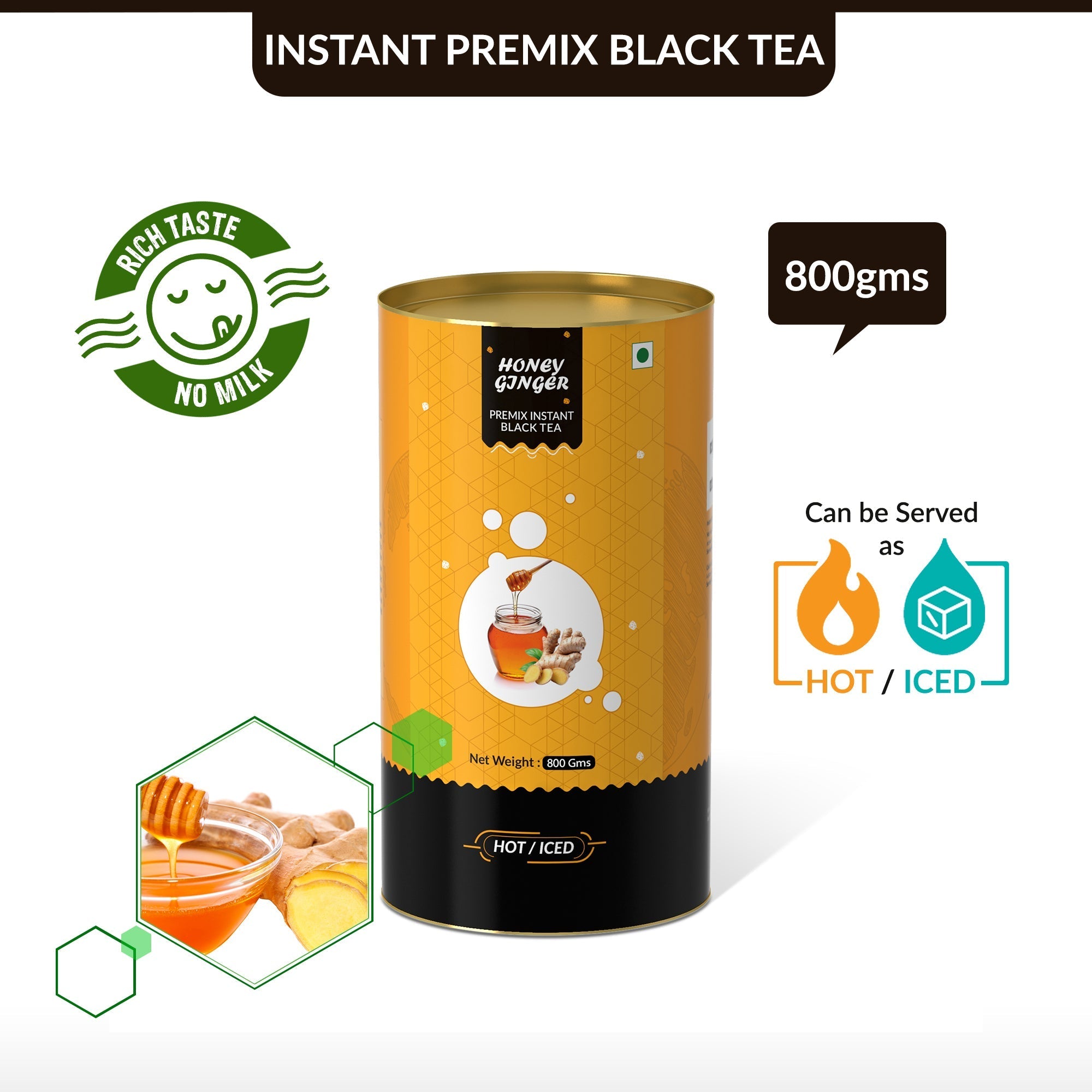 Honey Ginger Flavored Instant Black Tea - 800 gms