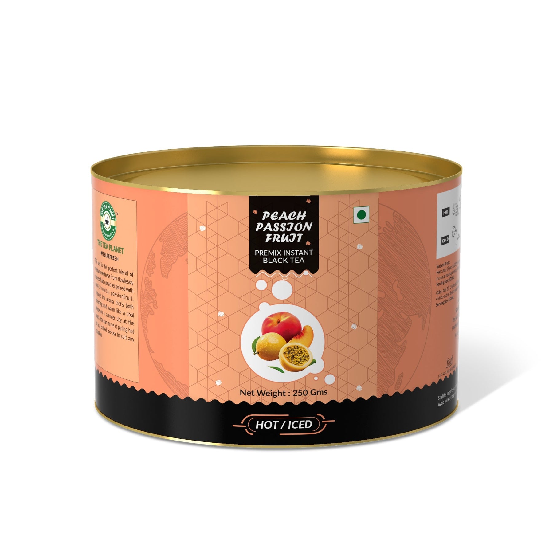 Peach & Passion Fruit Flavored Instant Black Tea - 400 gms