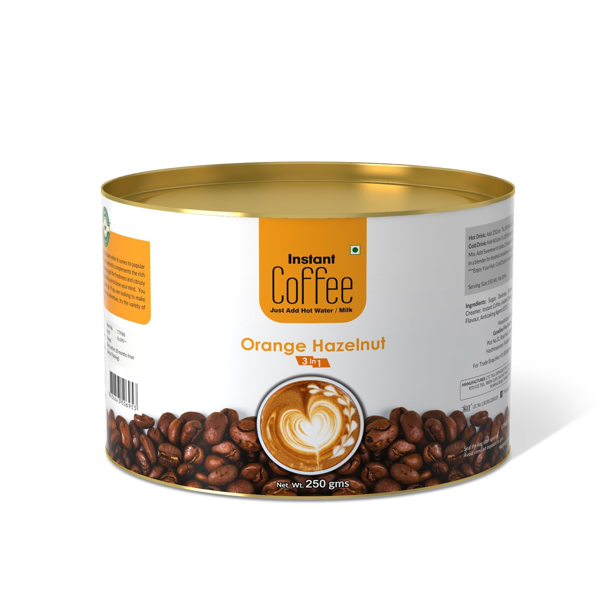Orange Hazelnut Instant Coffee Premix (3 in 1) - 400 gms