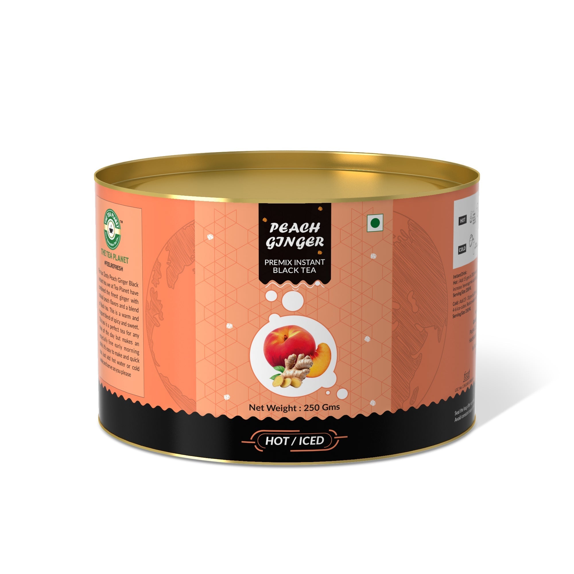 Peach Ginger Flavored Instant Black Tea - 800 gms