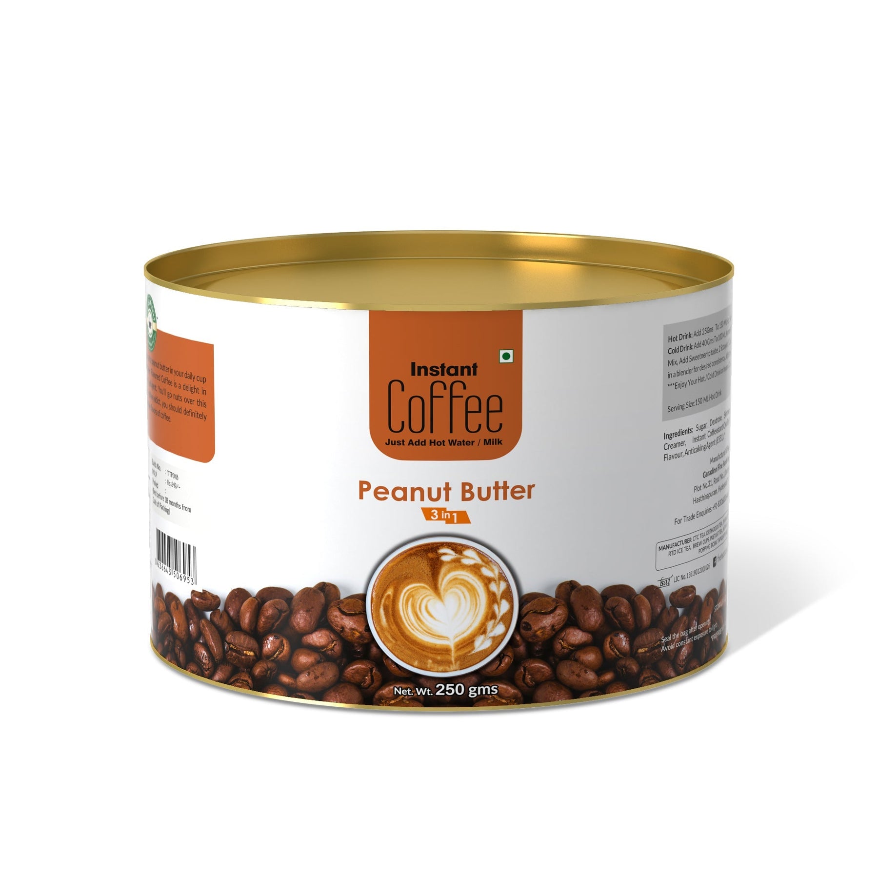 Peanut Butter Instant Coffee Premix (3 in 1) - 800 gms