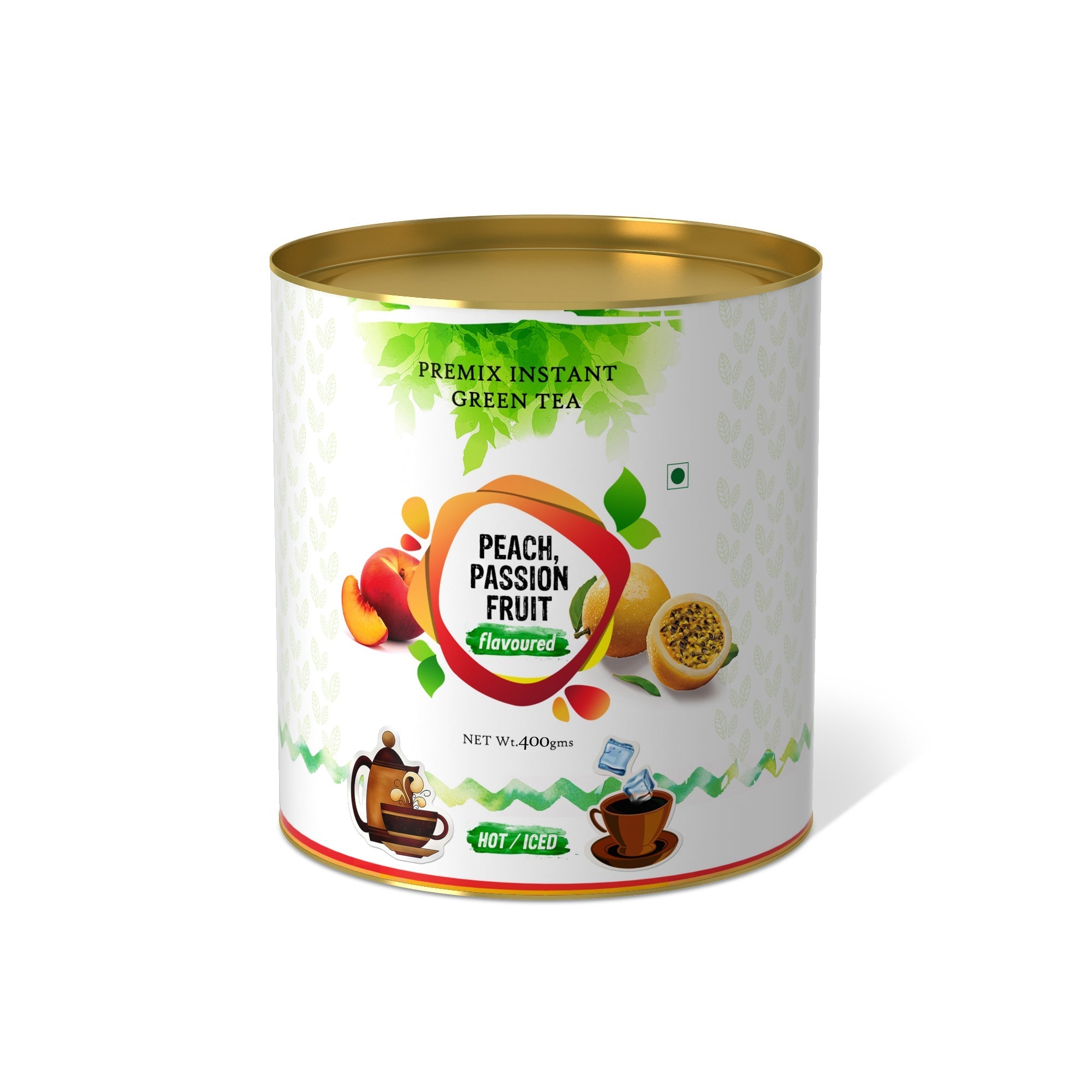 Peach & Passion Fruit Flavored Instant Green Tea - 400 gms