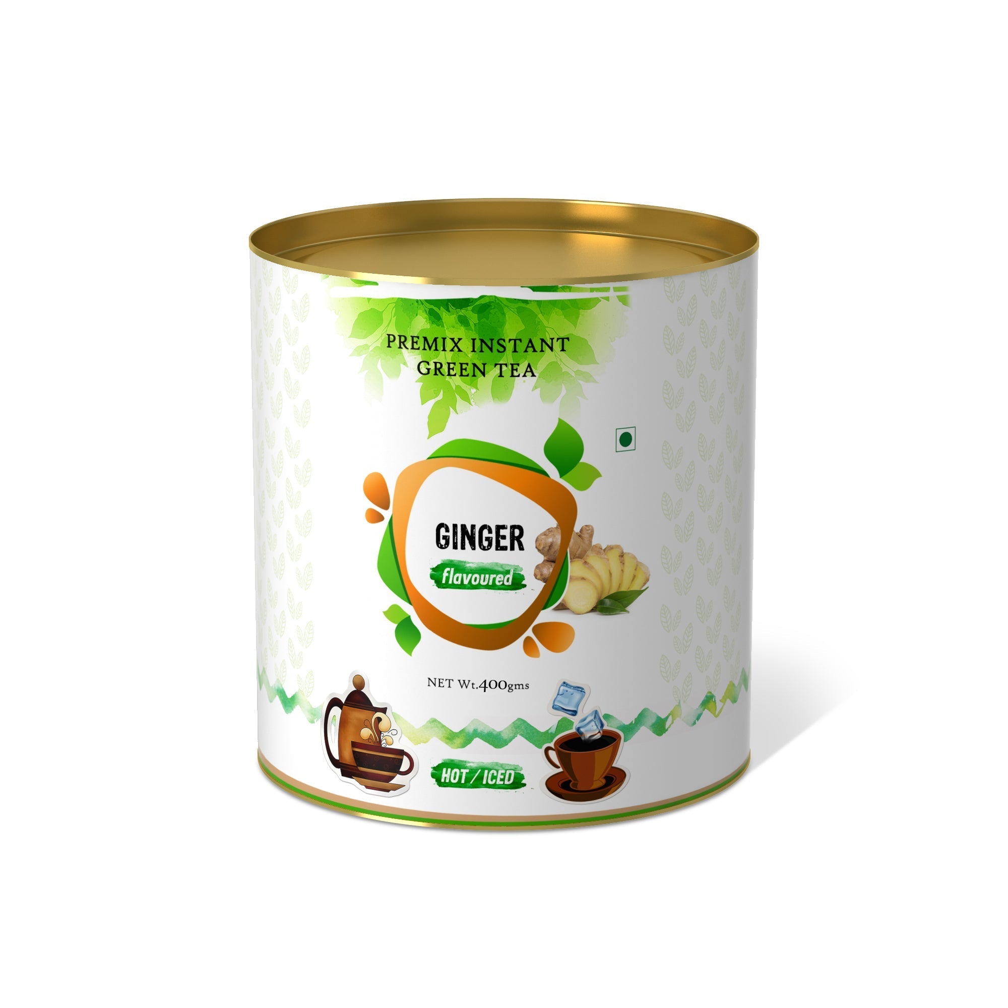 Ginger Flavored Instant Green Tea - 800 gms