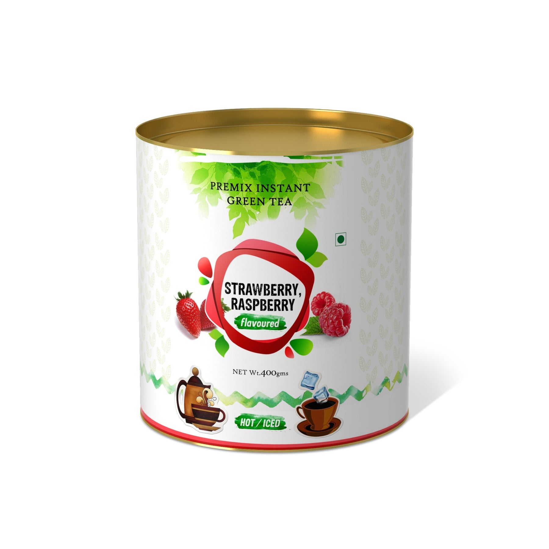 Strawberry & Raspberry Flavored Instant Green Tea - 400 gms