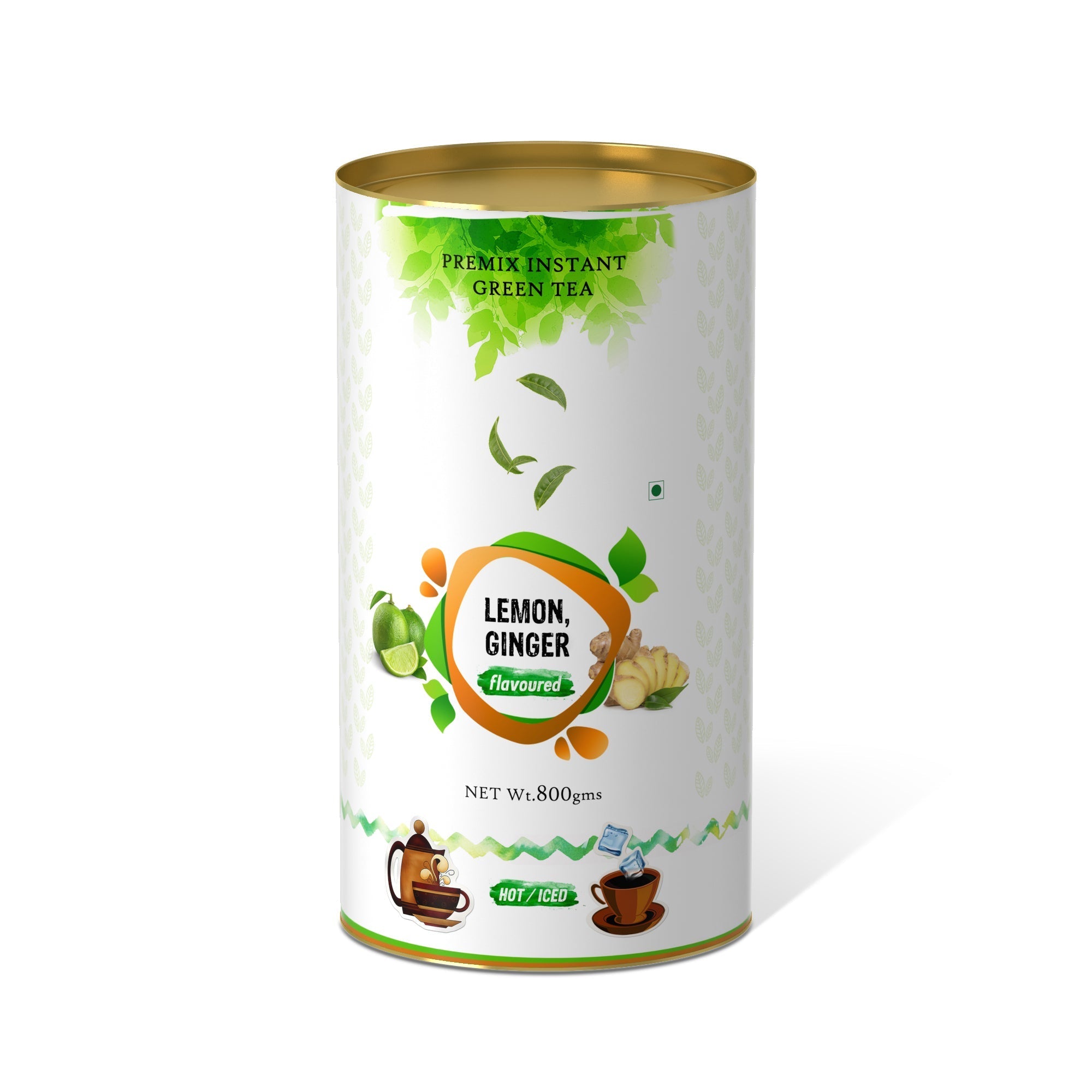 Lemon Ginger Flavored Instant Green Tea - 800 gms