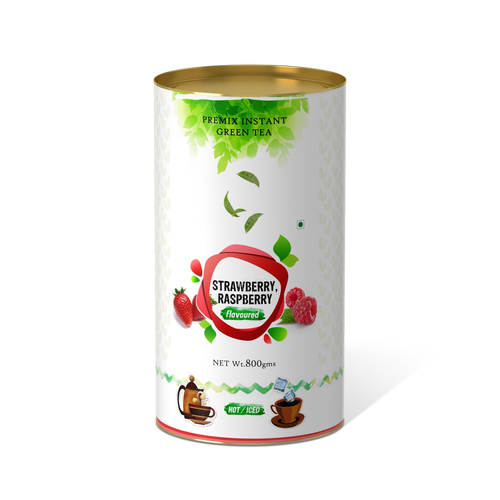 Strawberry & Raspberry Flavored Instant Green Tea - 800 gms